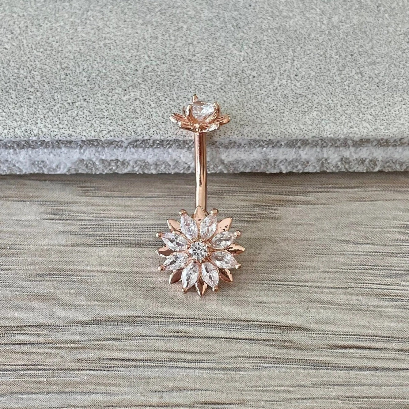 Auralis Petal Belly Button Ring-Belly Button Rings-Rose gold-Elara Body Jewelry