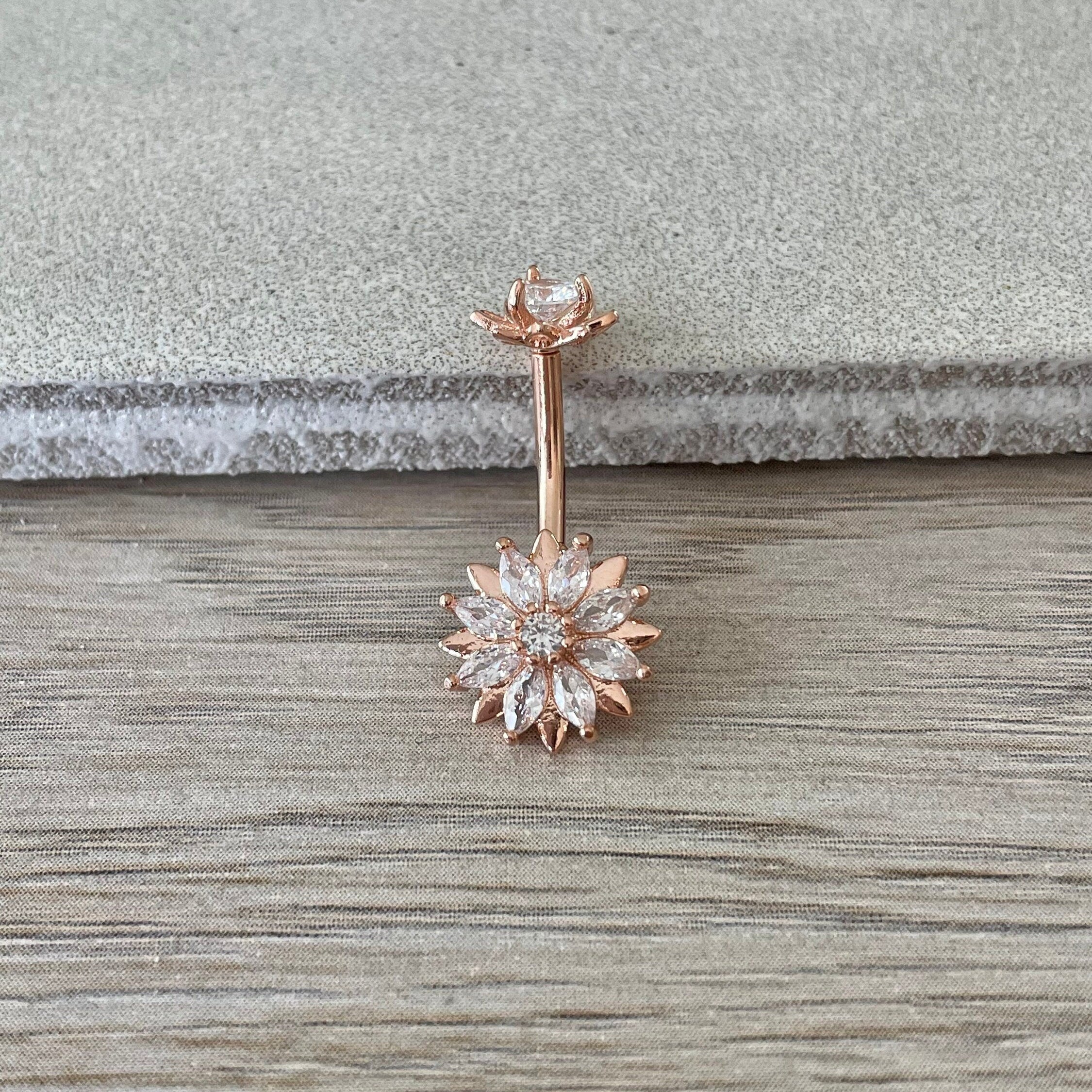 Auralis Petal Belly Button Ring-Belly Button Rings-Elara Body Jewelry