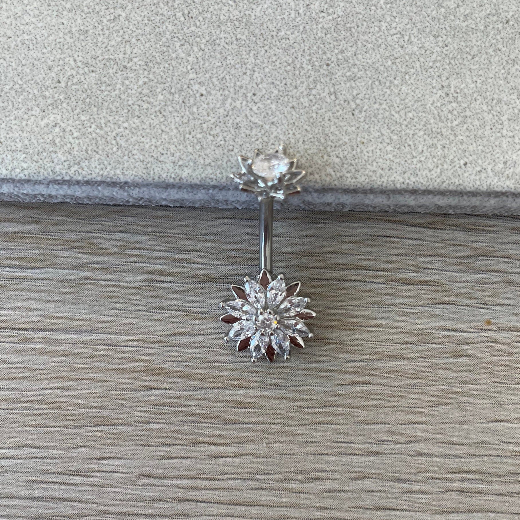 Auralis Petal Belly Button Ring-Belly Button Rings-Elara Body Jewelry