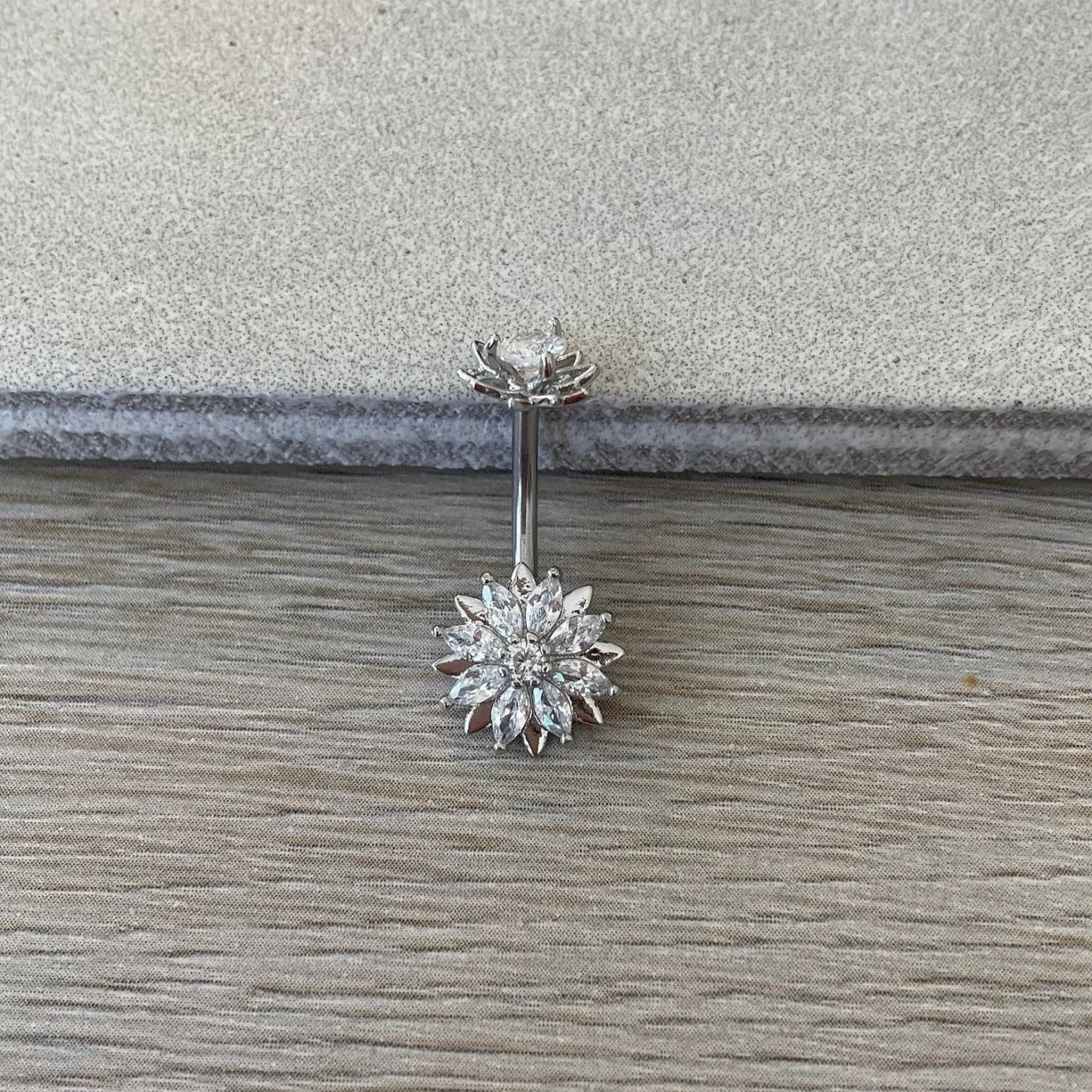 Auralis Petal Belly Button Ring-Belly Button Rings-Silver-Elara Body Jewelry