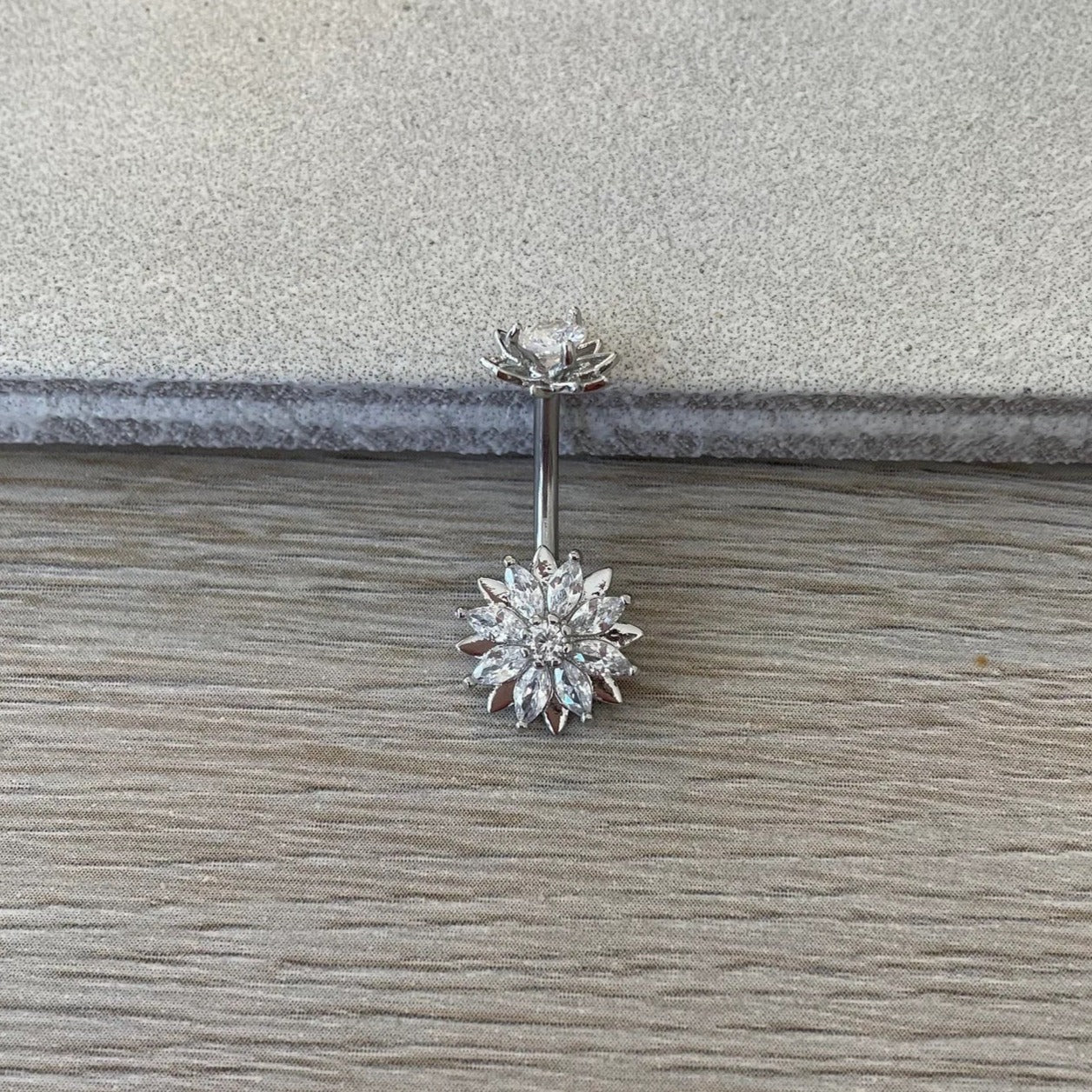 Auralis Petal Belly Button Ring-Belly Button Rings-Silver-Elara Body Jewelry