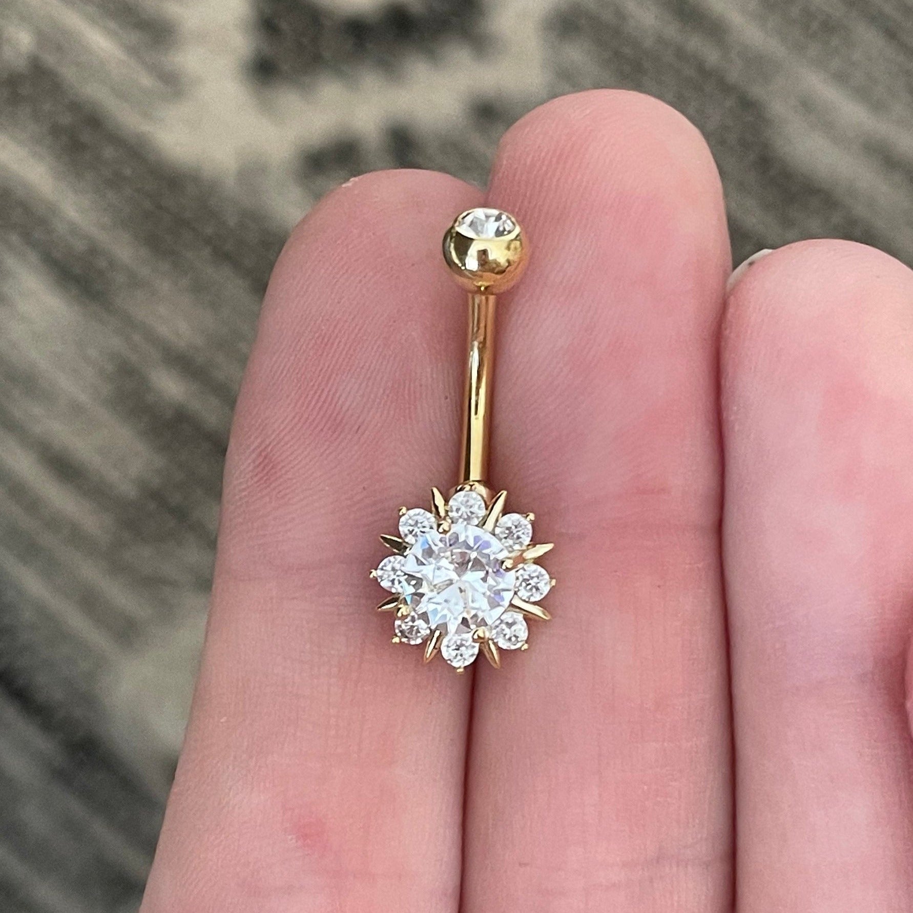 Aureflora Belly Button Ring-Belly Button Rings-Elara Body Jewelry