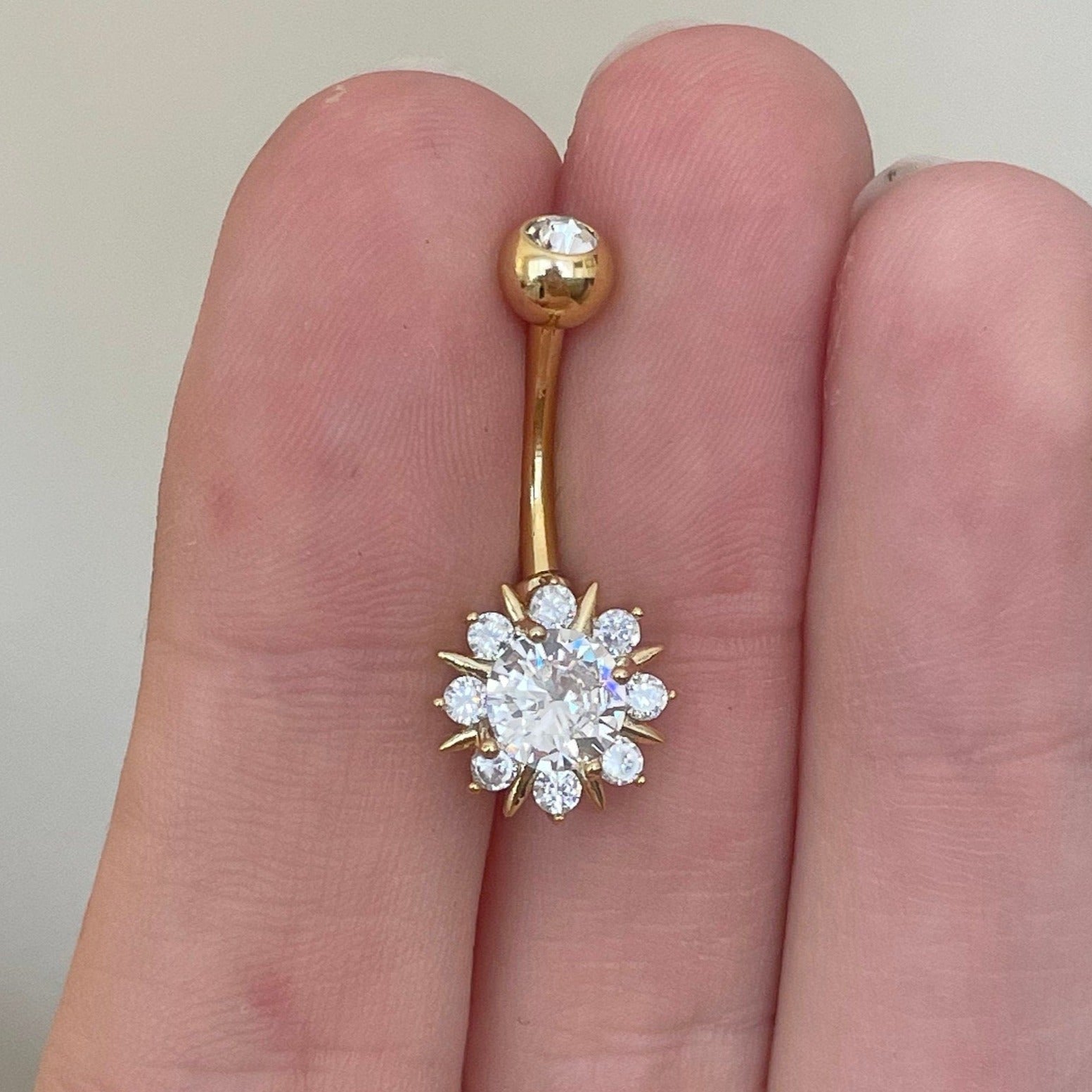 Aureflora Belly Button Ring-Belly Button Rings-Elara Body Jewelry