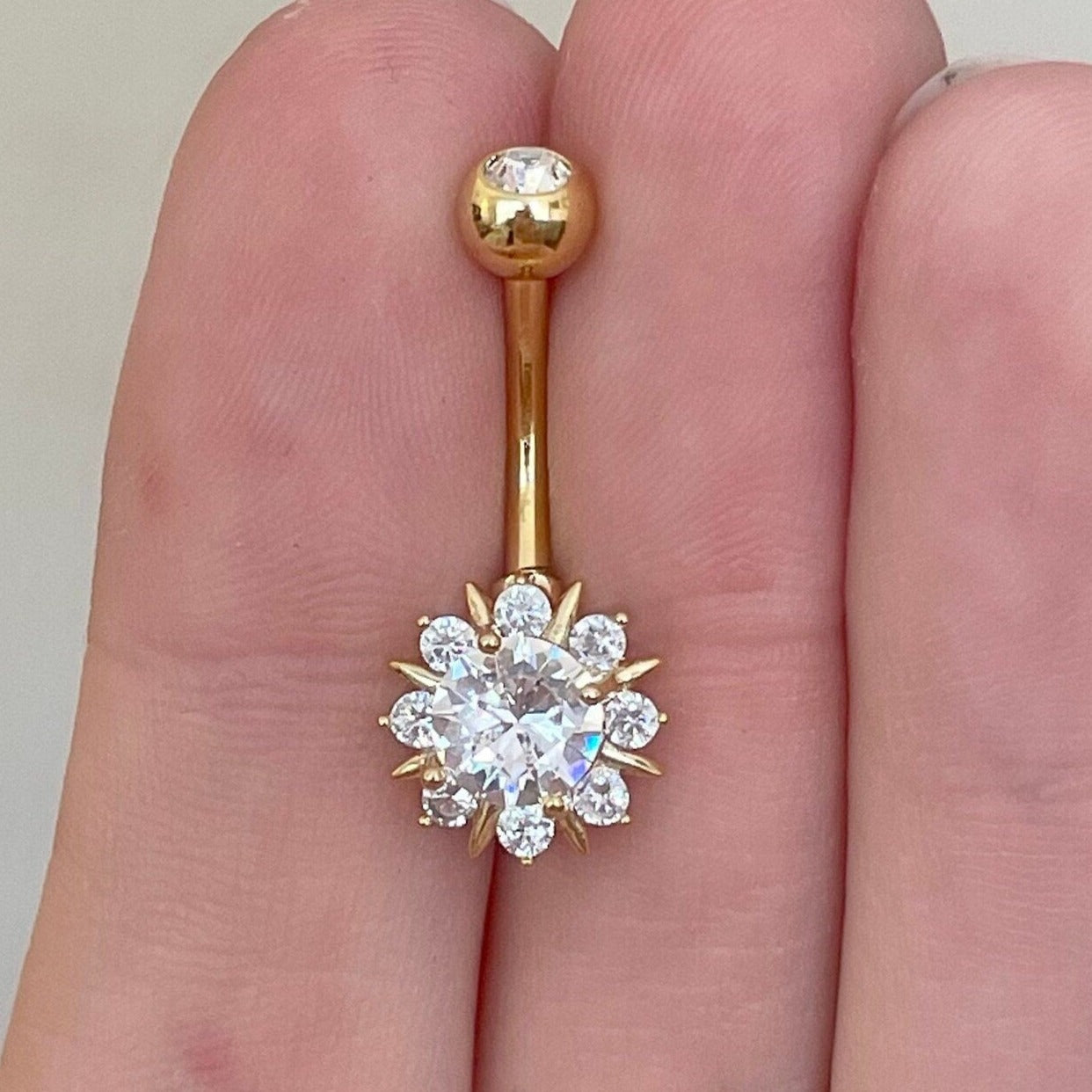 Aureflora Belly Button Ring-Belly Button Rings-Gold-Elara Body Jewelry