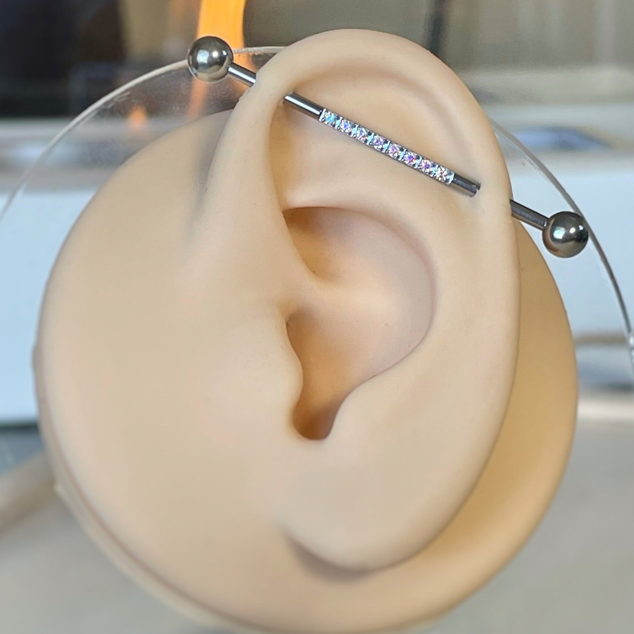 Aurora Halo Industrial Piercing-Industrial Barbell-Elara Body Jewelry