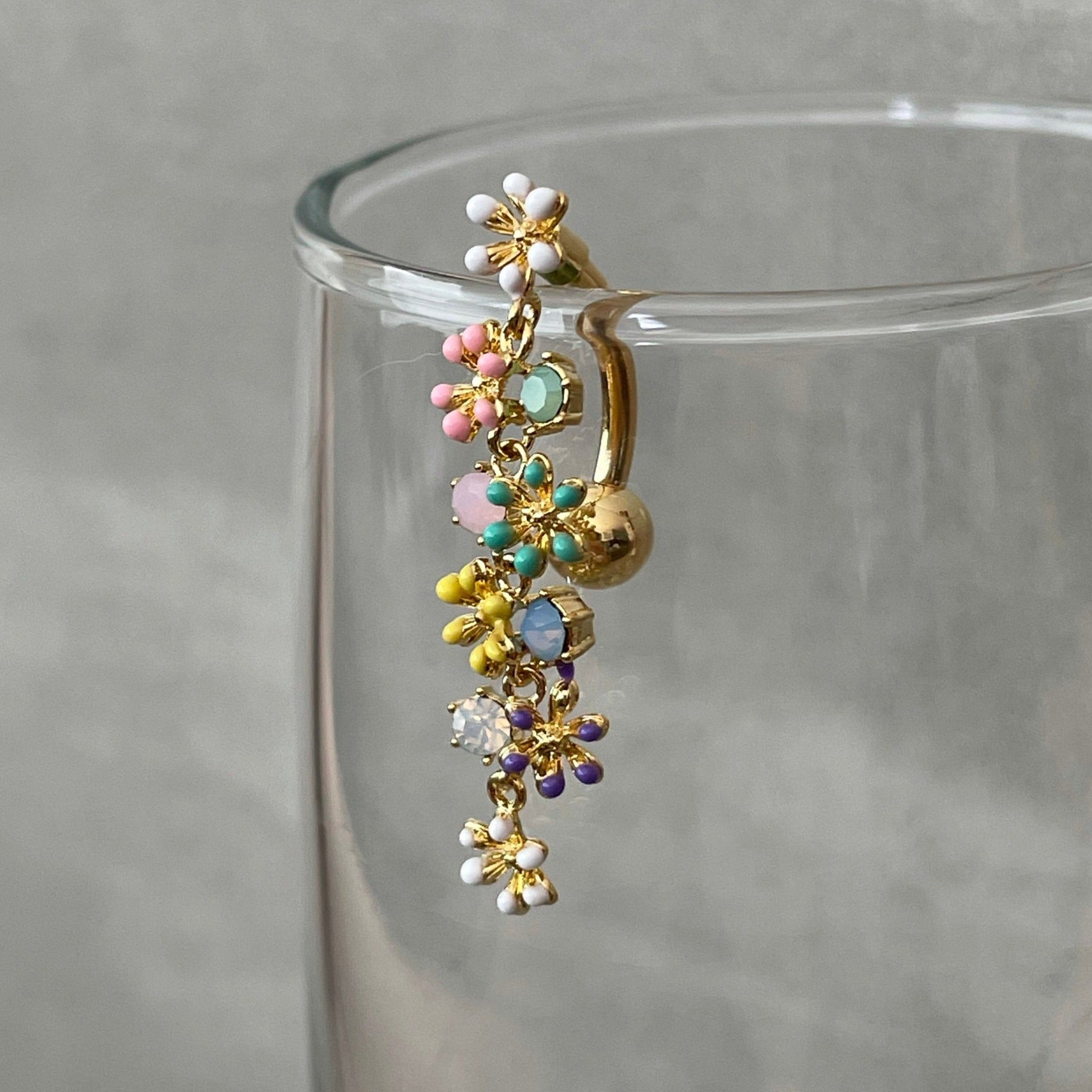 Caelis Fleur Belly Button Ring-Belly Button Rings-Gold-Elara Body Jewelry