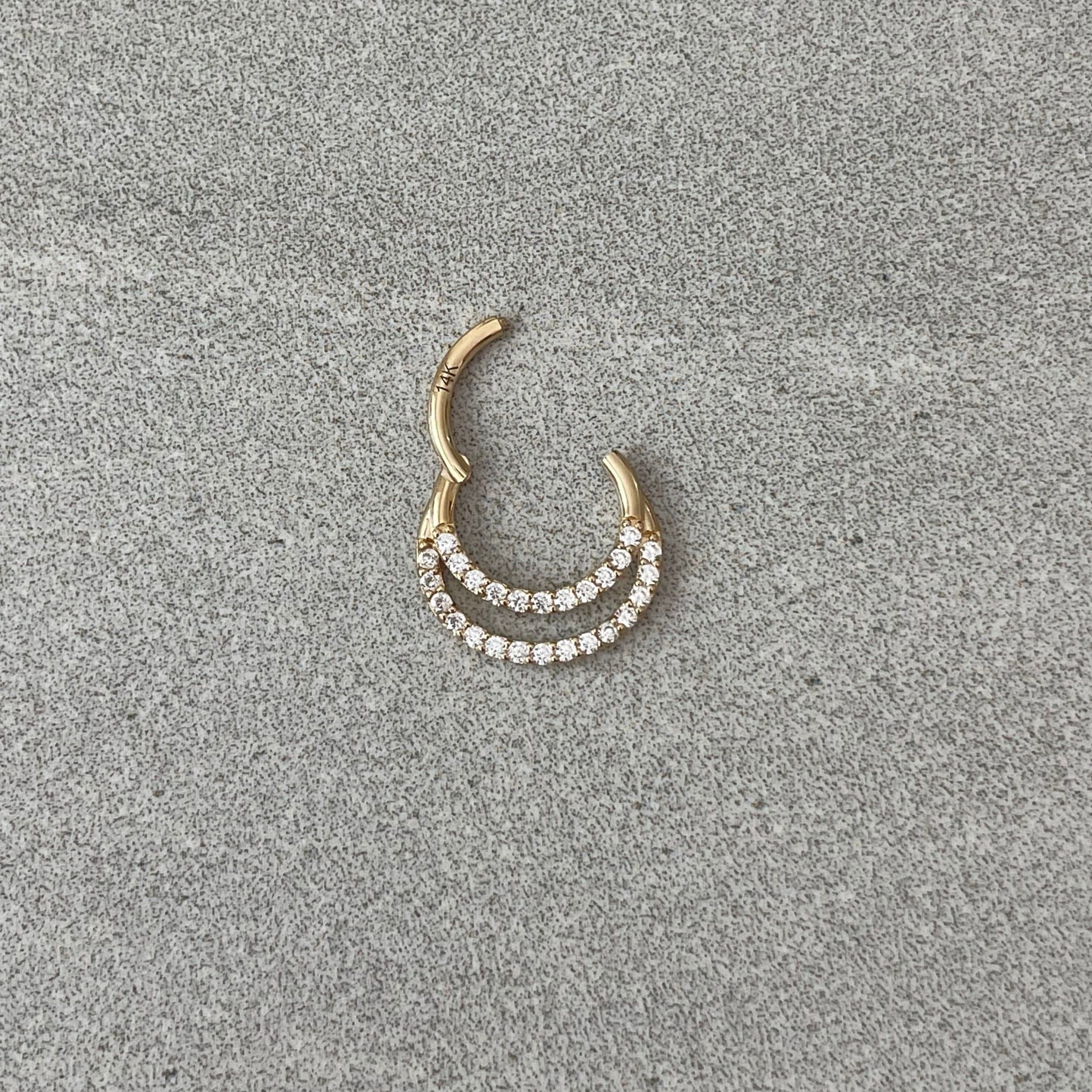 Calista Lume Solid Gold Septum Ring-Septum Ring-Elara Body Jewelry