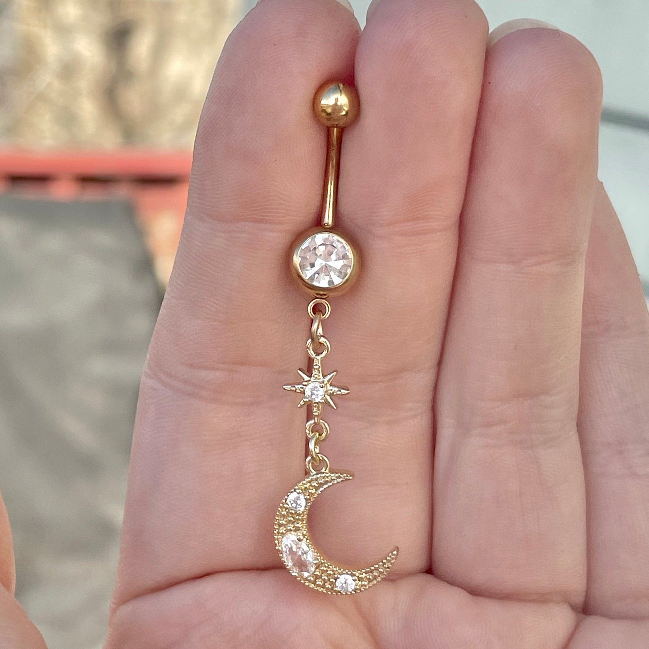 Celestial Drift Belly Button Ring-Belly Button Rings-Elara Body Jewelry