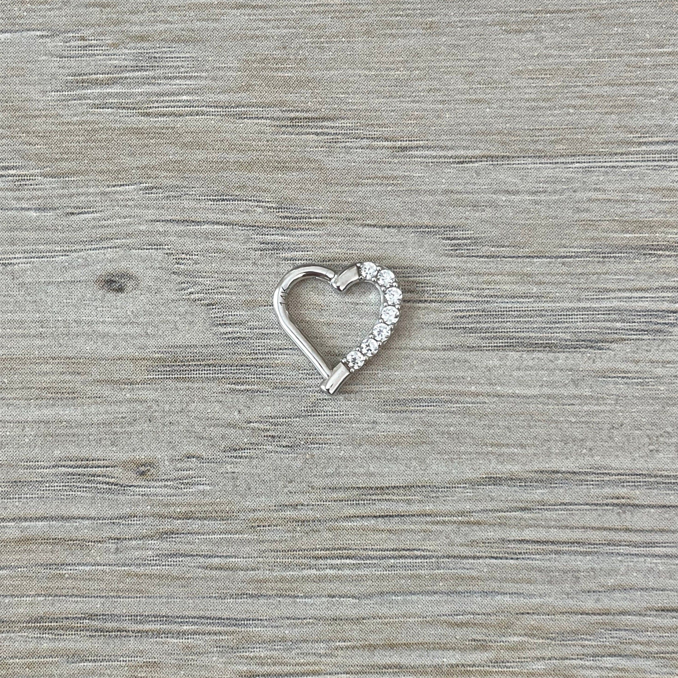 Cielea Heart Daith Earring-Daith Earring-White Gold-Left Ear-Elara Body Jewelry