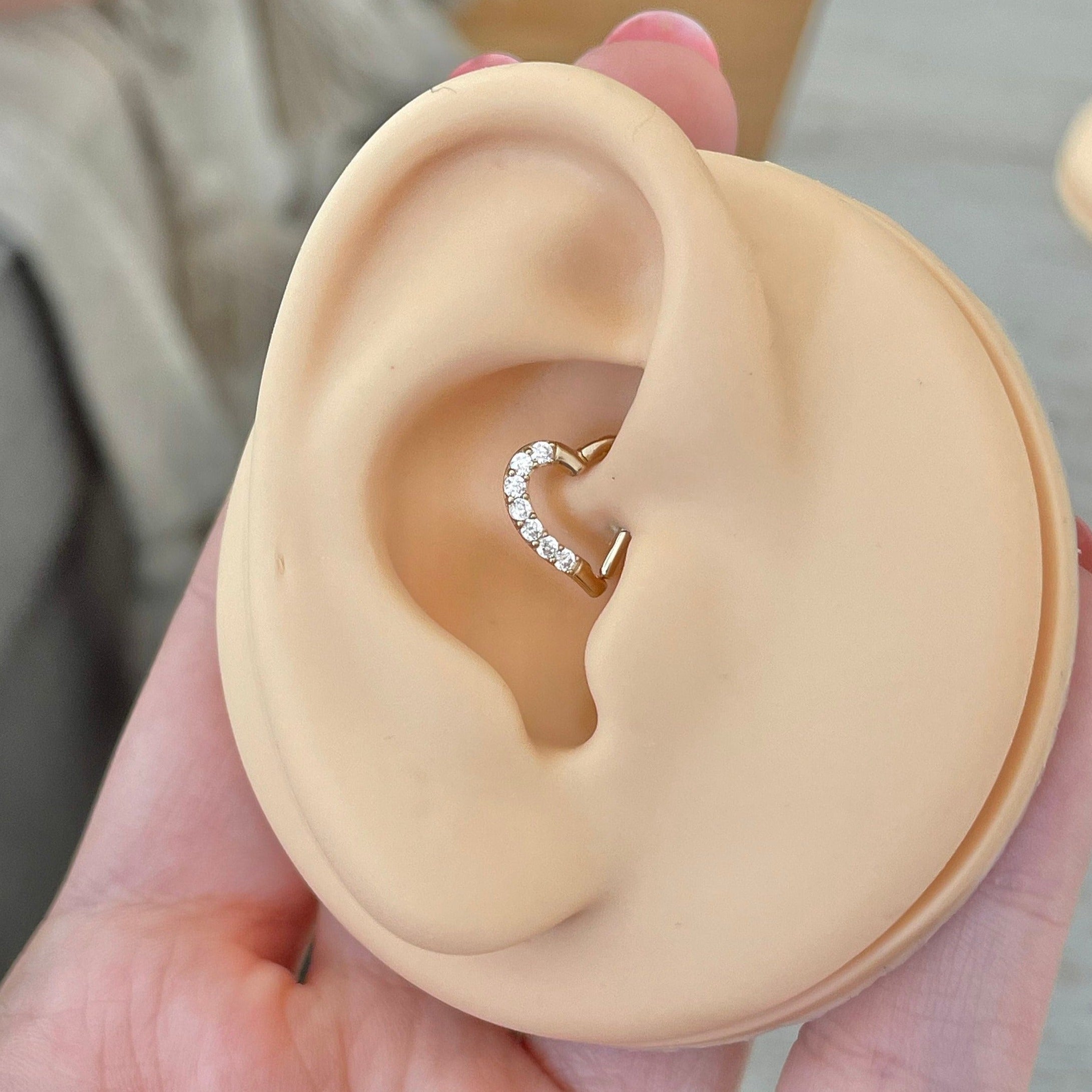 Cielea Heart Daith Earring-Daith Earring-Elara Body Jewelry