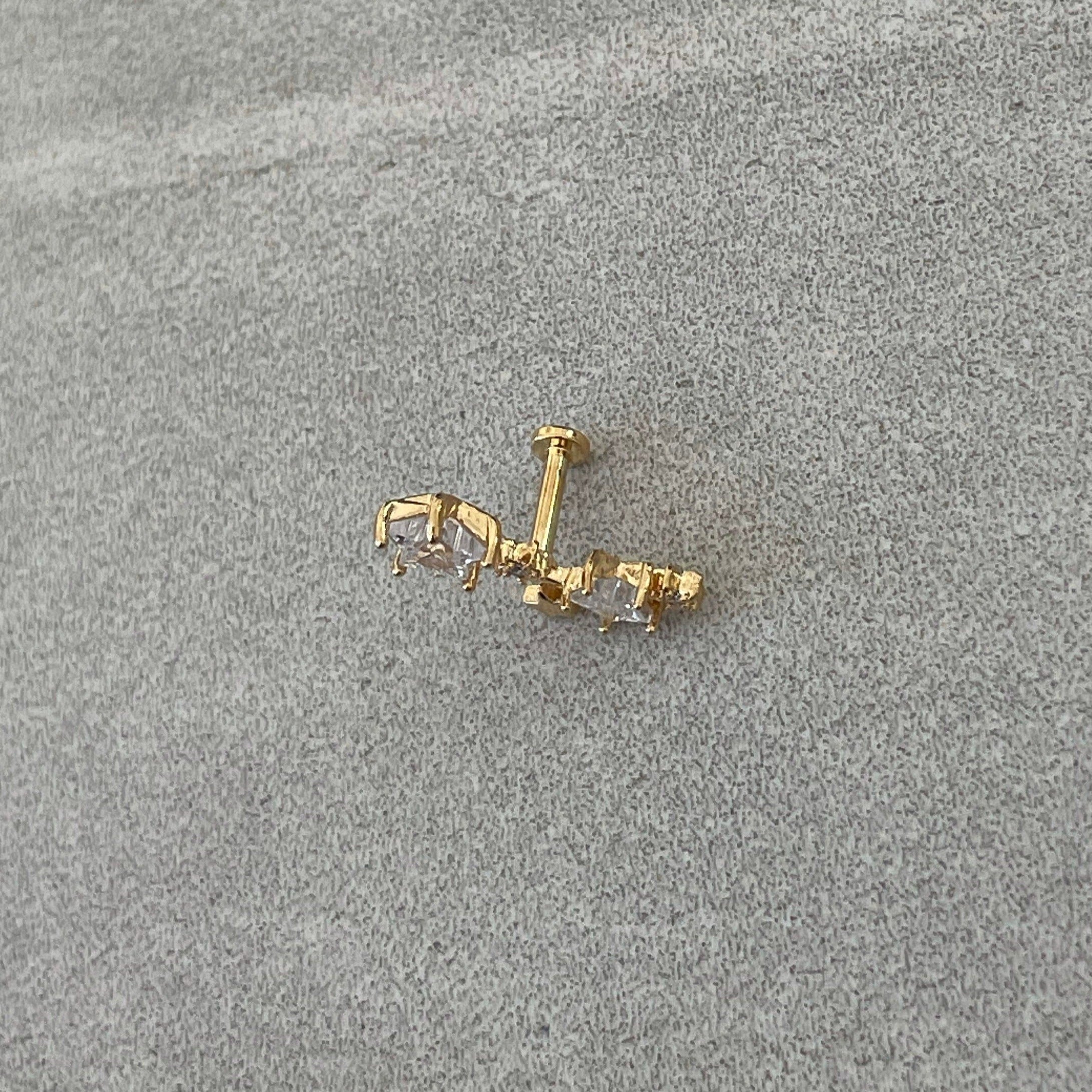 Cosmic Thread Flat Back Stud-Cartilage Earring-Elara Body Jewelry