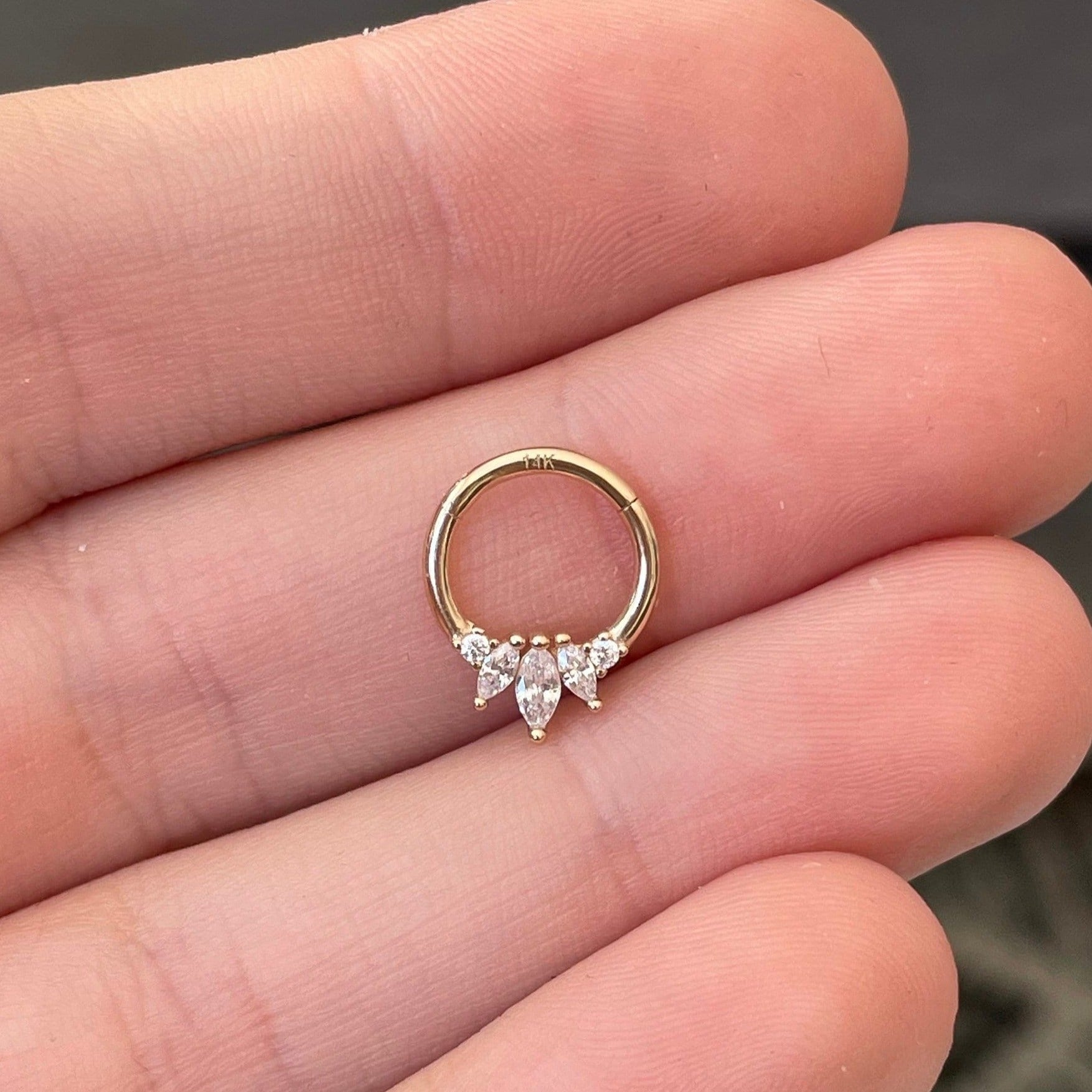 Crystal Dewline Daith Earring-Daith Earring-Elara Body Jewelry