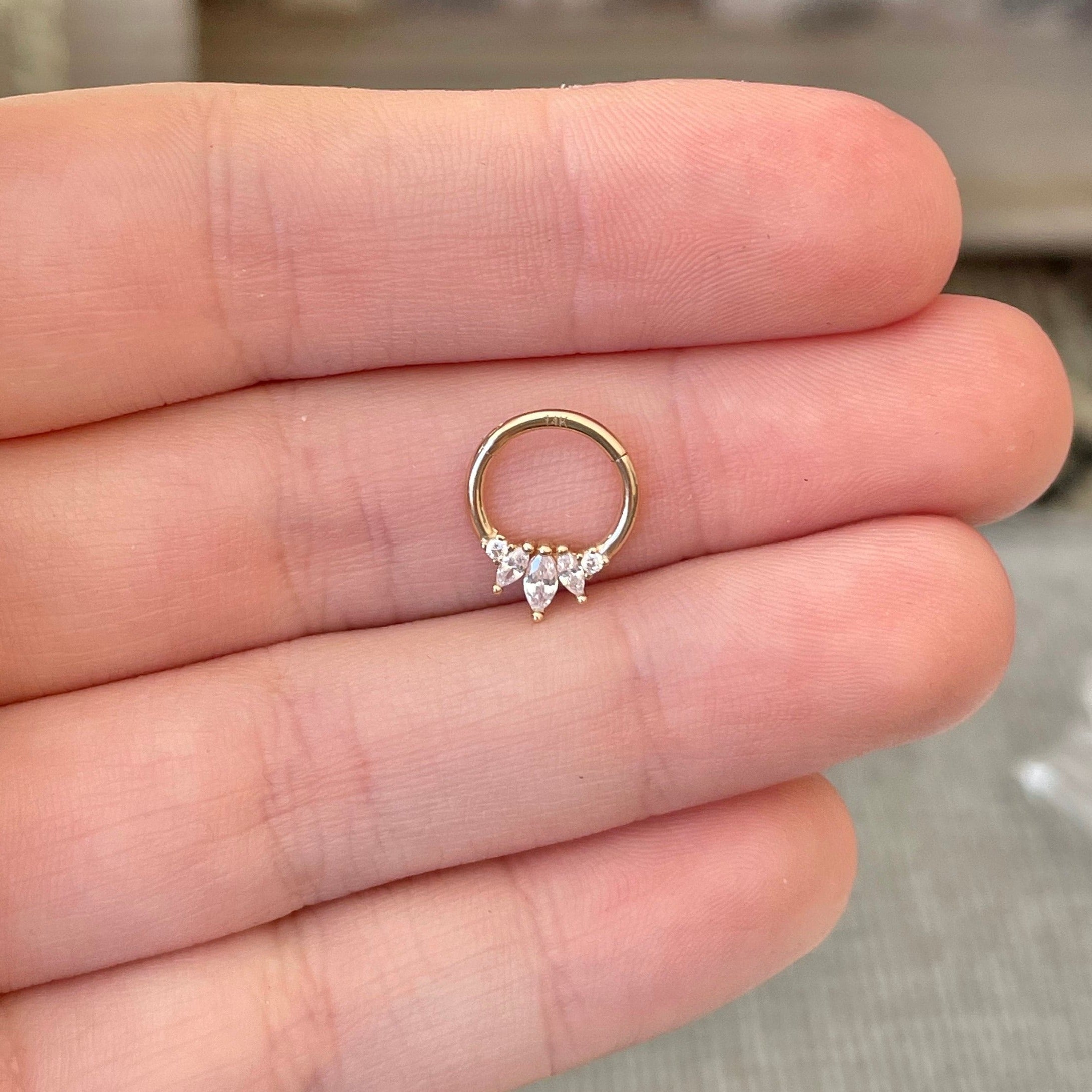 Crystal Dewline Daith Earring-Daith Earring-Elara Body Jewelry