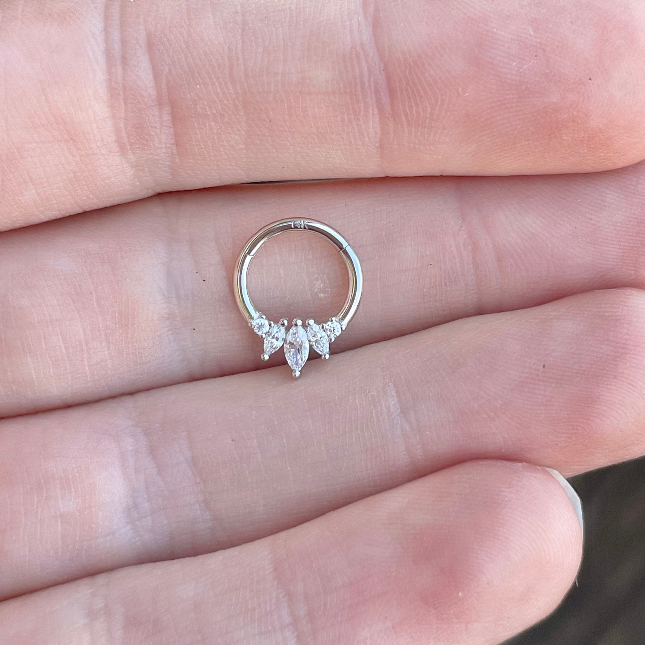 Crystal Dewline Daith Earring-Daith Earring-Elara Body Jewelry