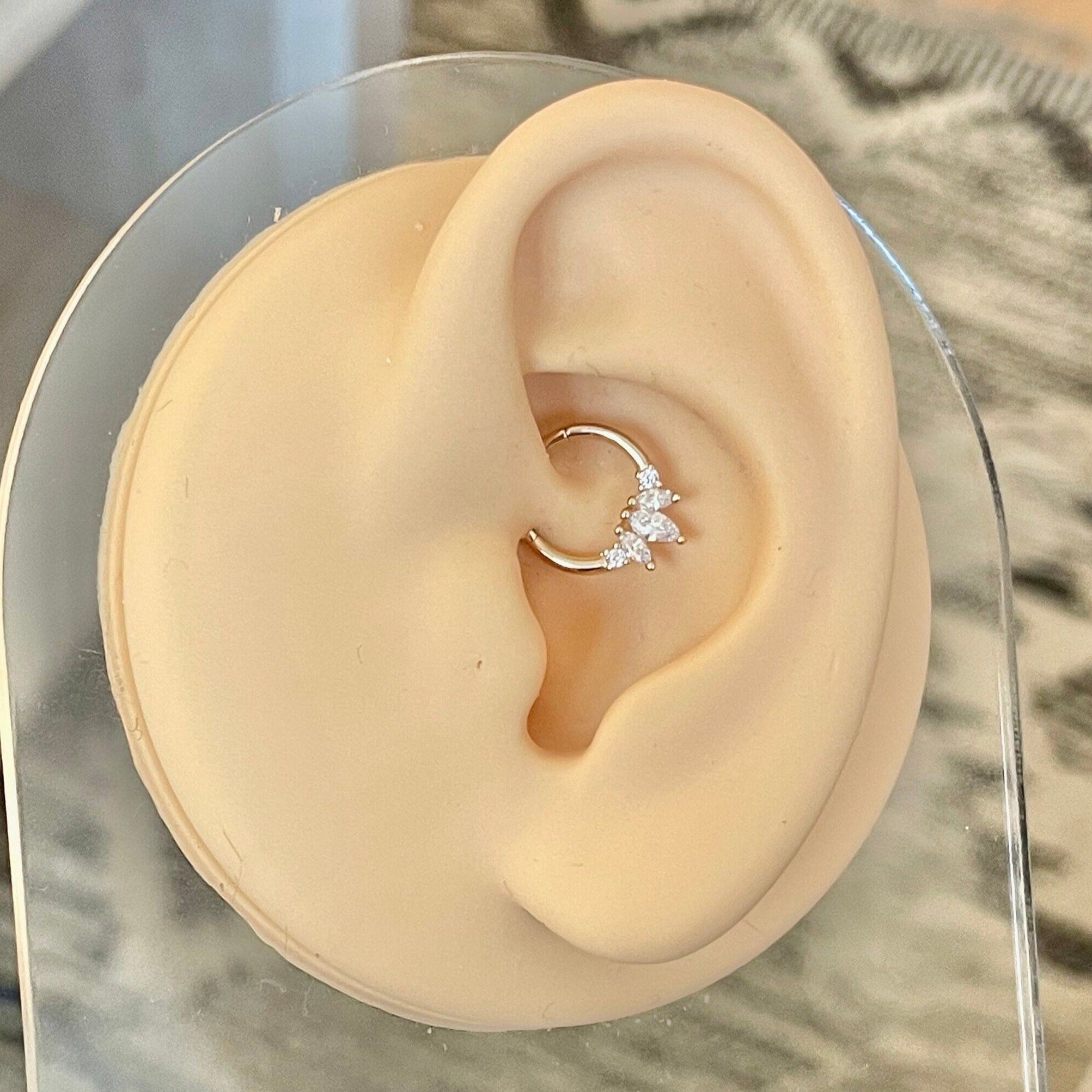 Crystal Dewline Daith Earring-Daith Earring-6mm Diameter-Yellow Gold-Elara Body Jewelry