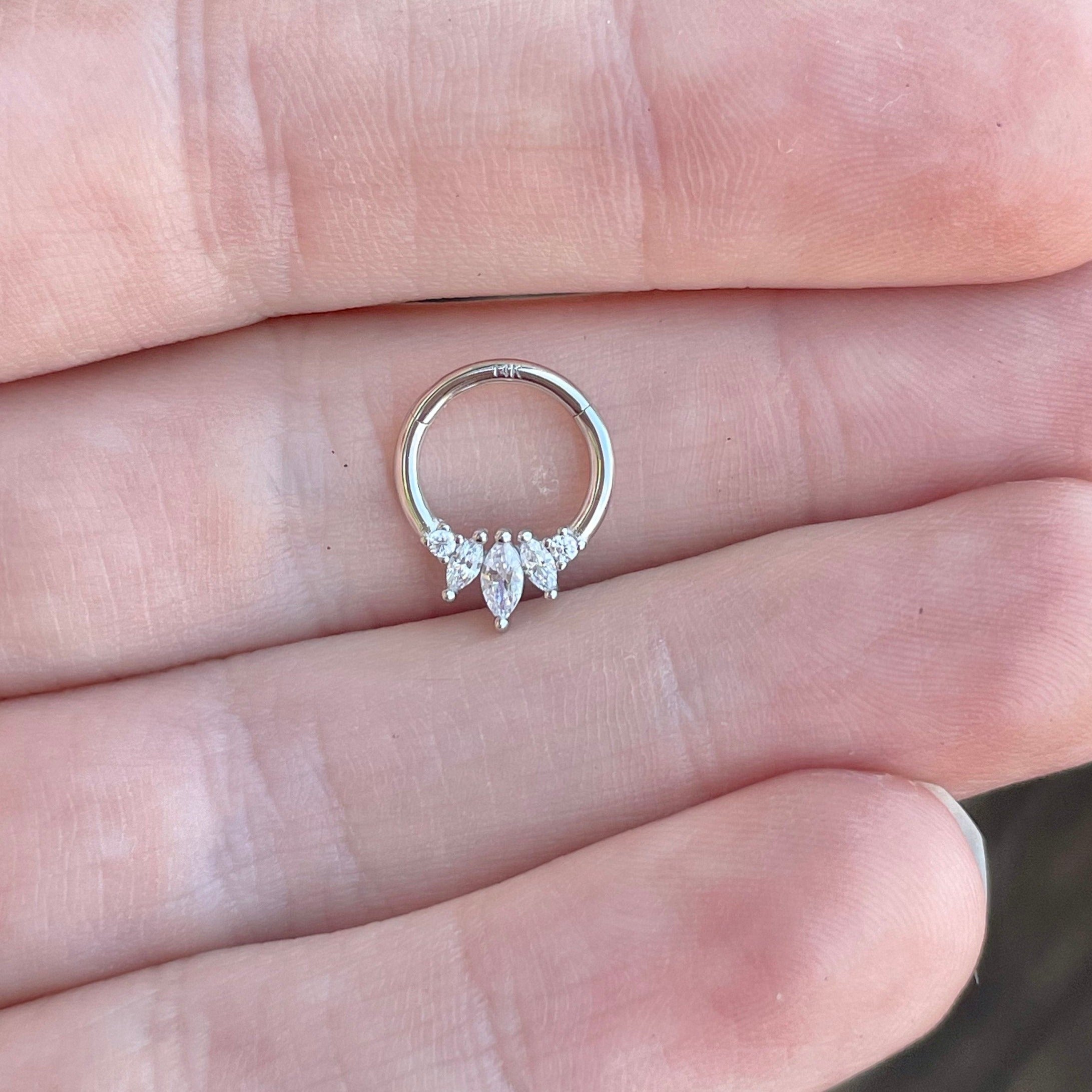 Crystal Dewline Septum Ring-Septum Ring-Elara Body Jewelry