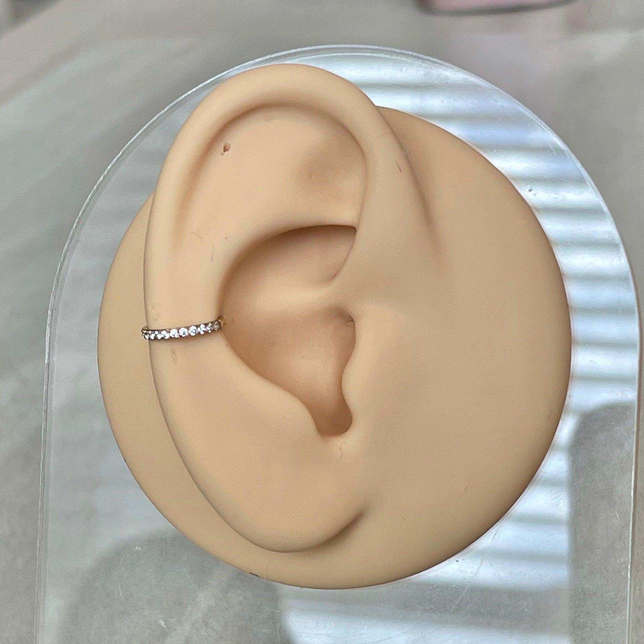 Crystal Halo Conch Earring-Segmented Hoop Clicker-Elara Body Jewelry