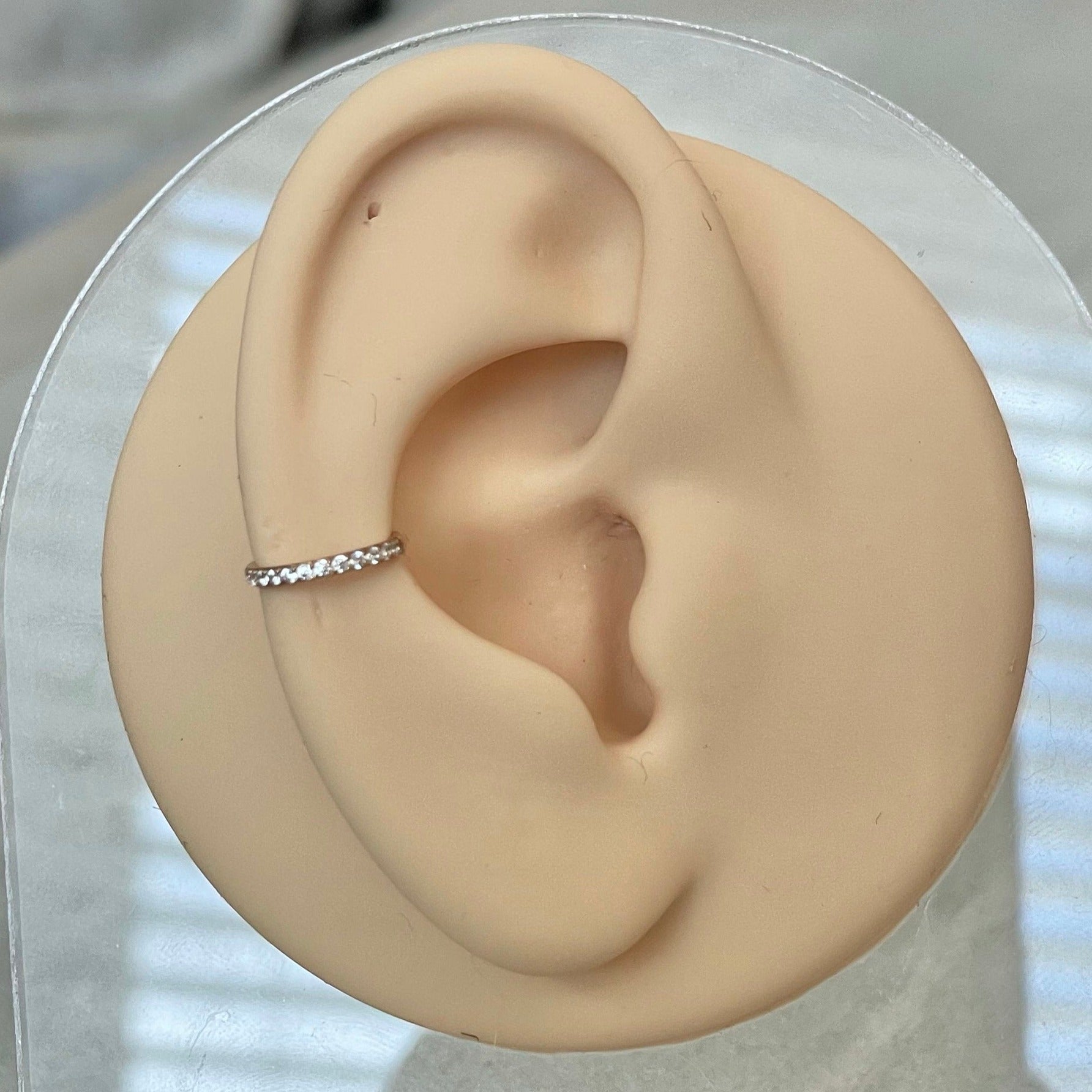 Crystal Halo Conch Earring-Segmented Hoop Clicker-Elara Body Jewelry