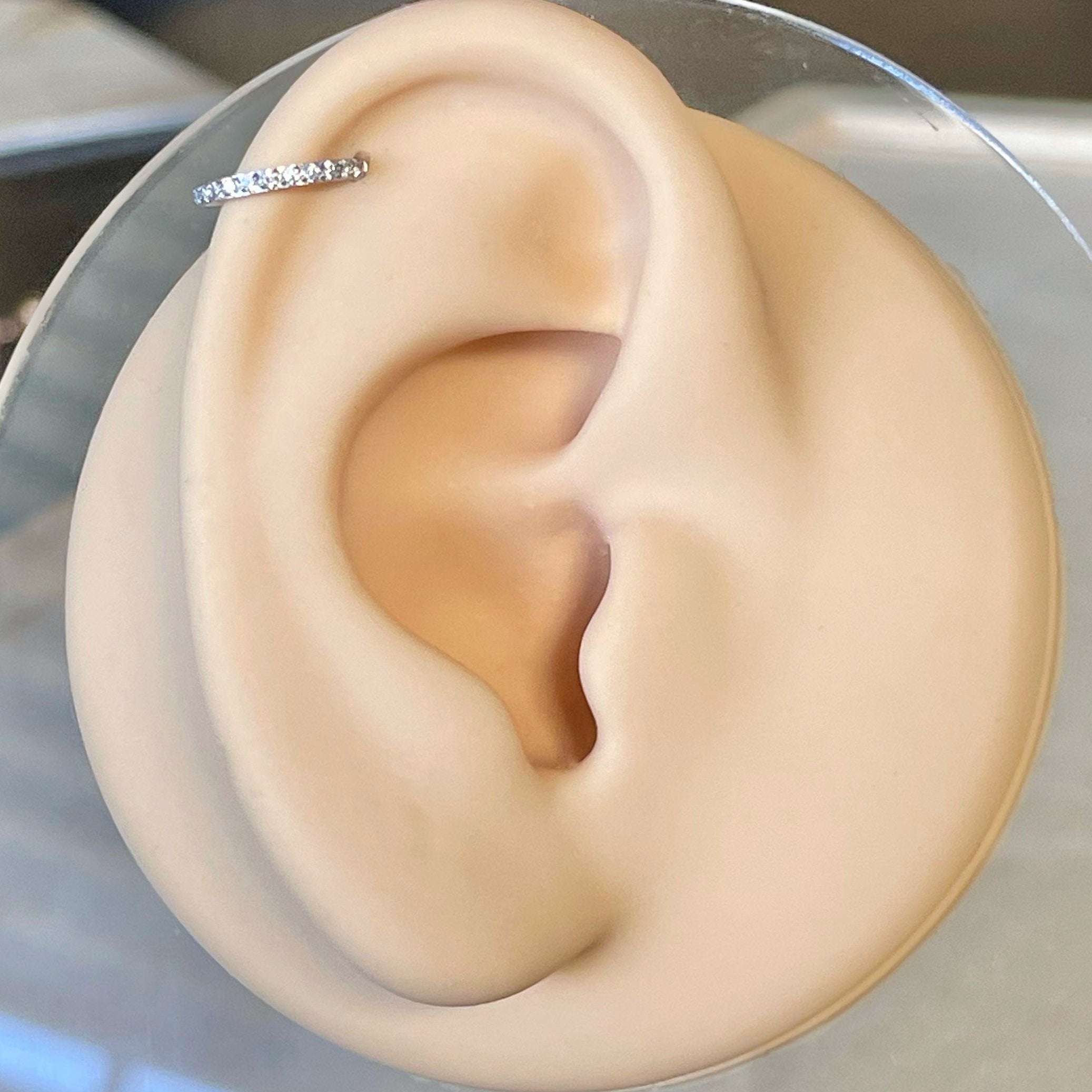 Crystal Halo Helix Earring-Cartilage Earring-Elara Body Jewelry