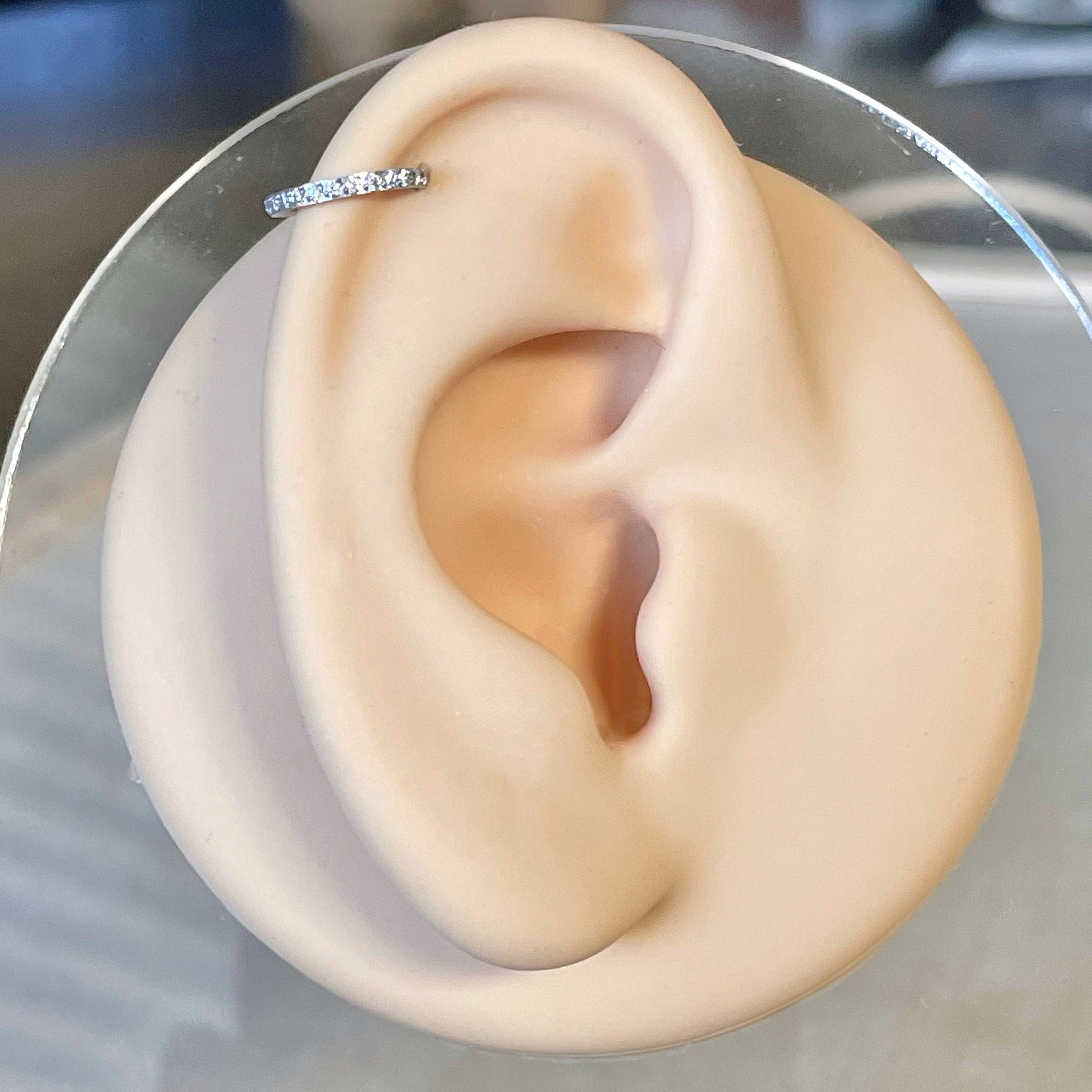 Crystal Halo Helix Earring-Cartilage Earring-Elara Body Jewelry