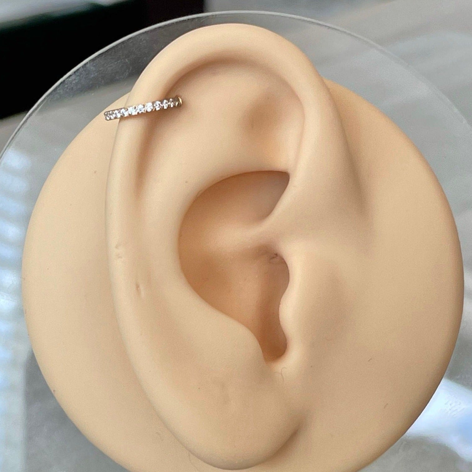 Crystal Halo Helix Earring-Cartilage Earring-Elara Body Jewelry