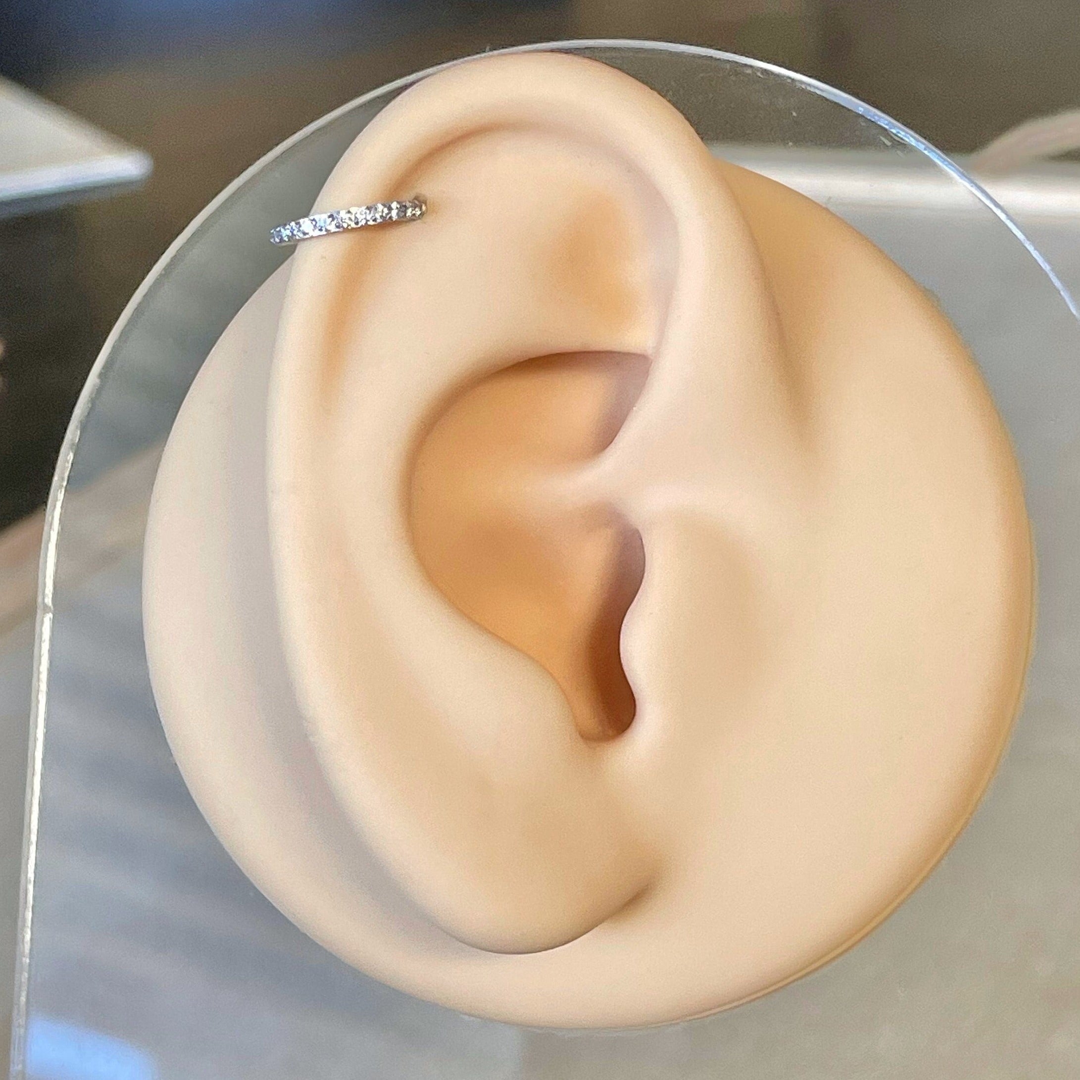 Crystal Halo Helix Earring-Cartilage Earring-Elara Body Jewelry