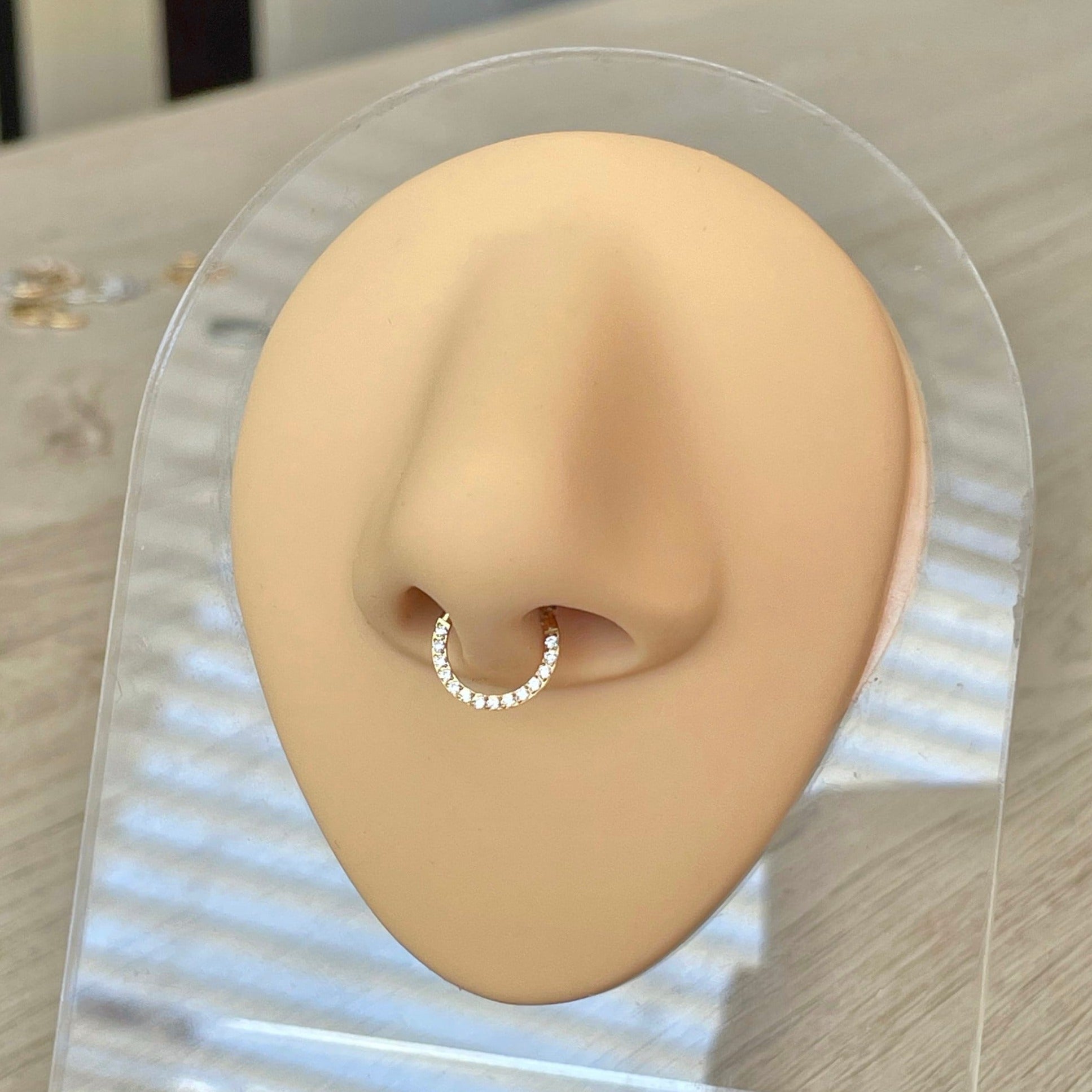 Crystal Halo Septum Ring-Septum Ring-Elara Body Jewelry