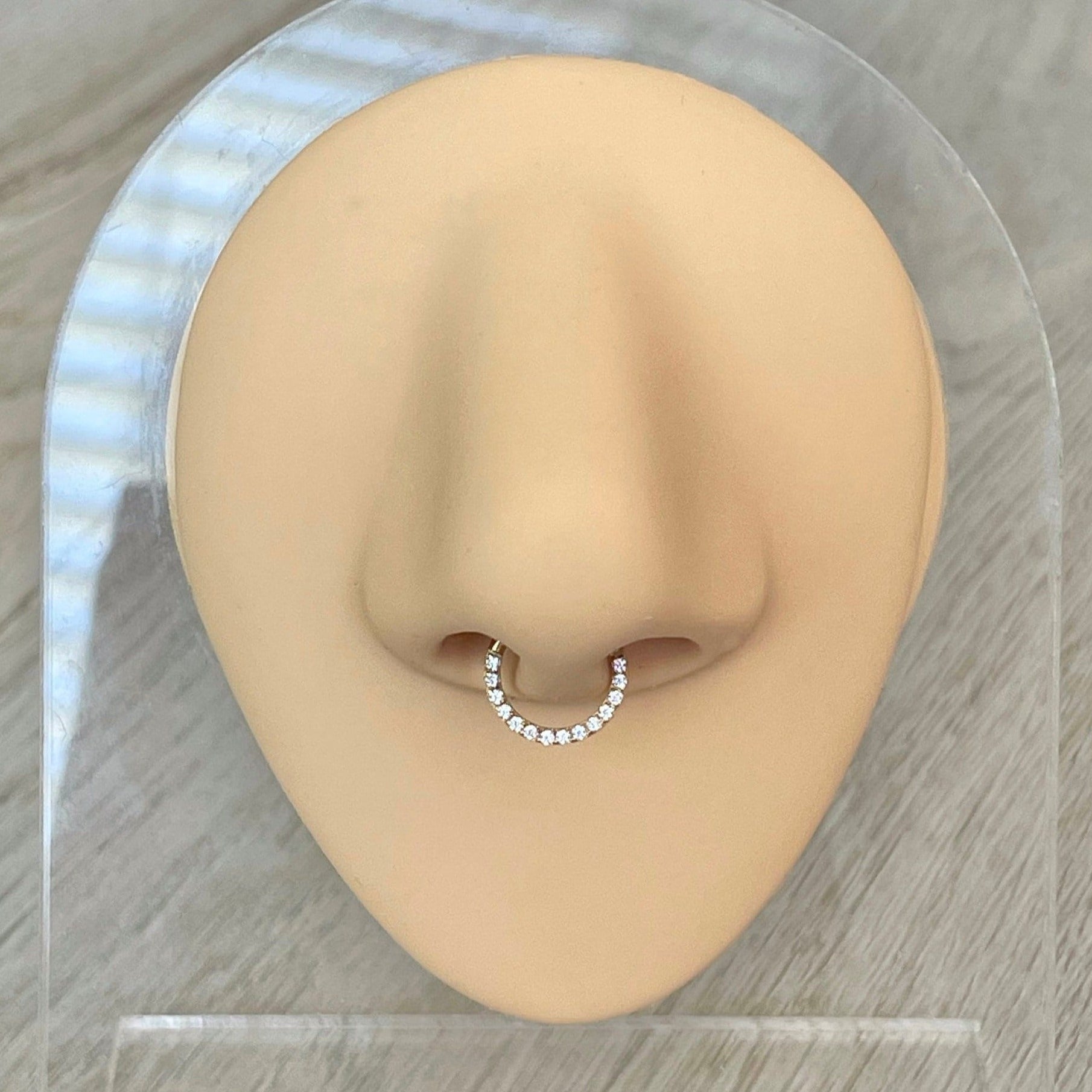 Crystal Halo Septum Ring-Septum Ring-Gold-18G/8mm Diameter-Elara Body Jewelry