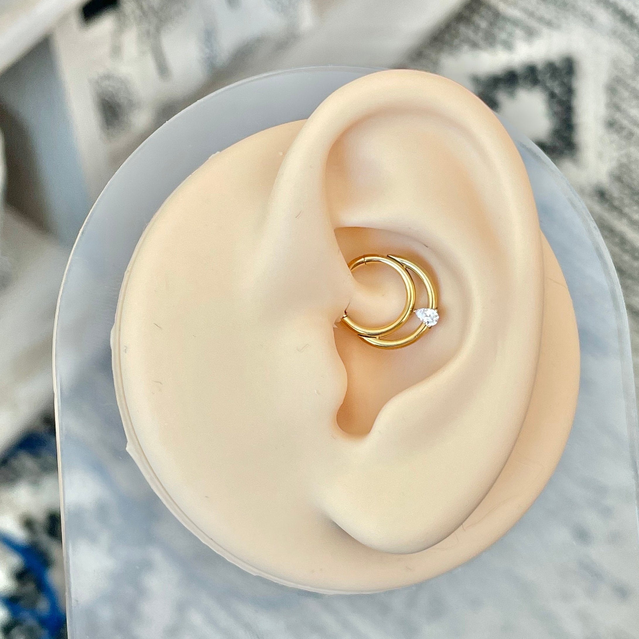 Crystalline Teardrop Daith Earring-Daith Earring-Elara Body Jewelry