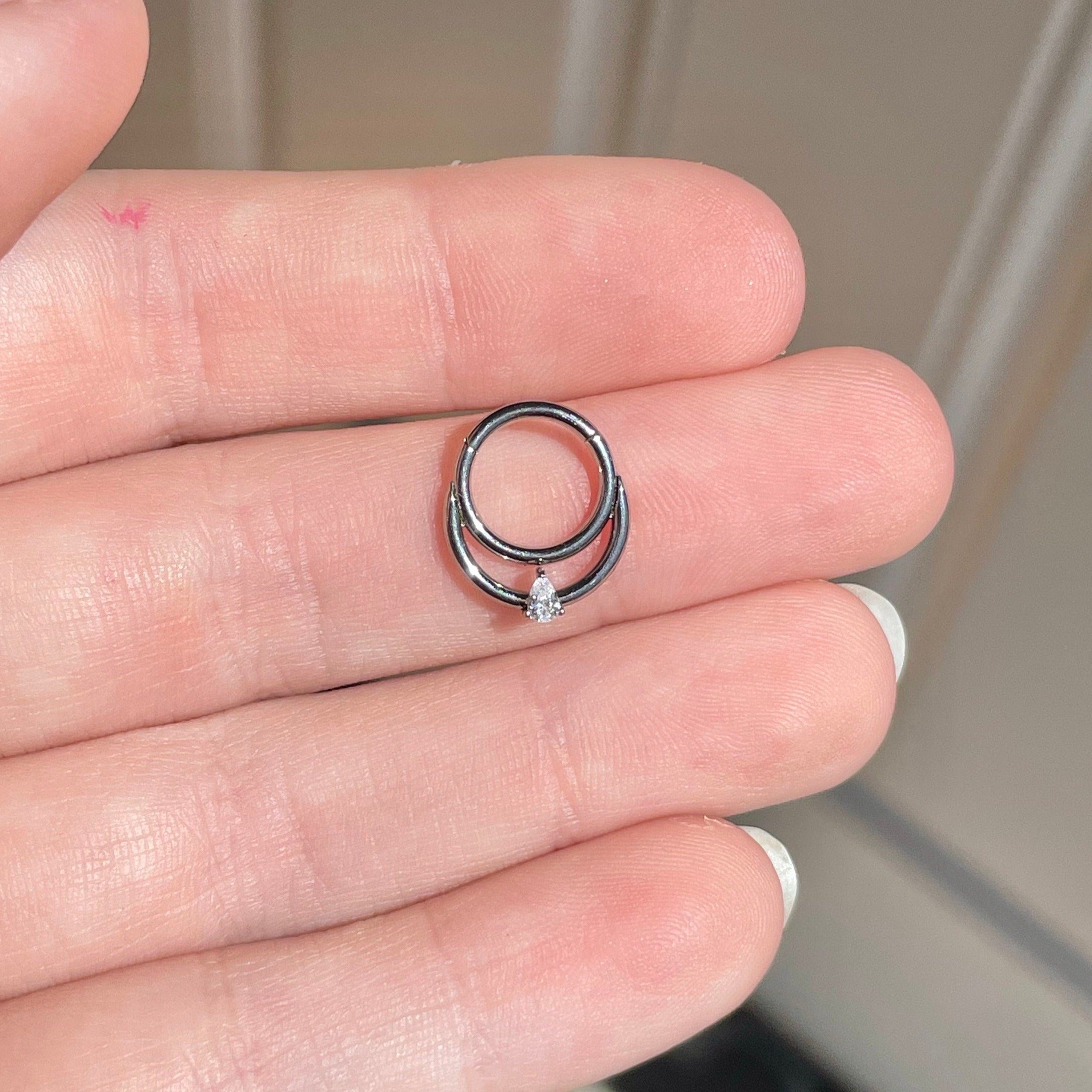 Crystalline Teardrop Daith Earring-Daith Earring-Elara Body Jewelry