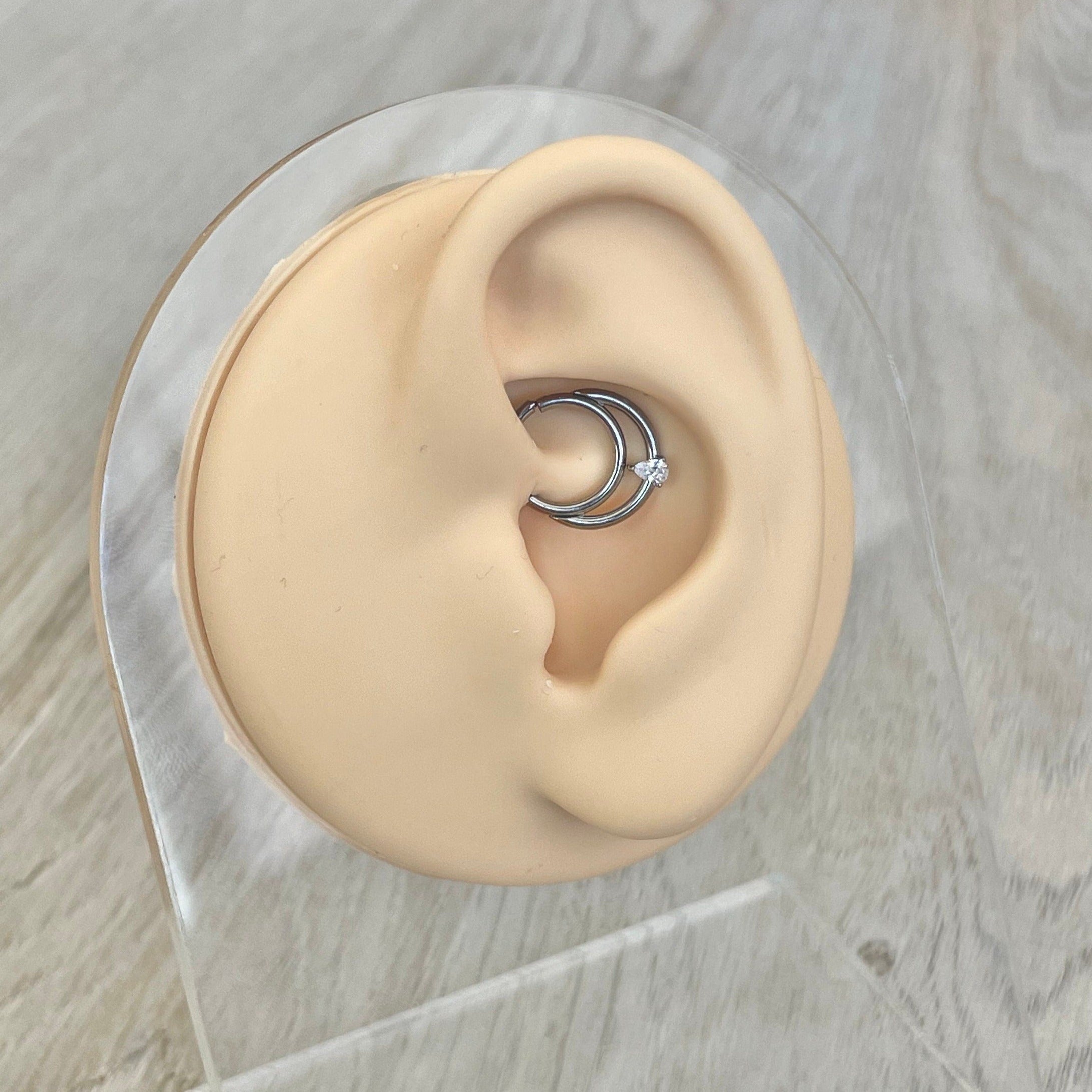 Crystalline Teardrop Daith Earring-Daith Earring-Elara Body Jewelry