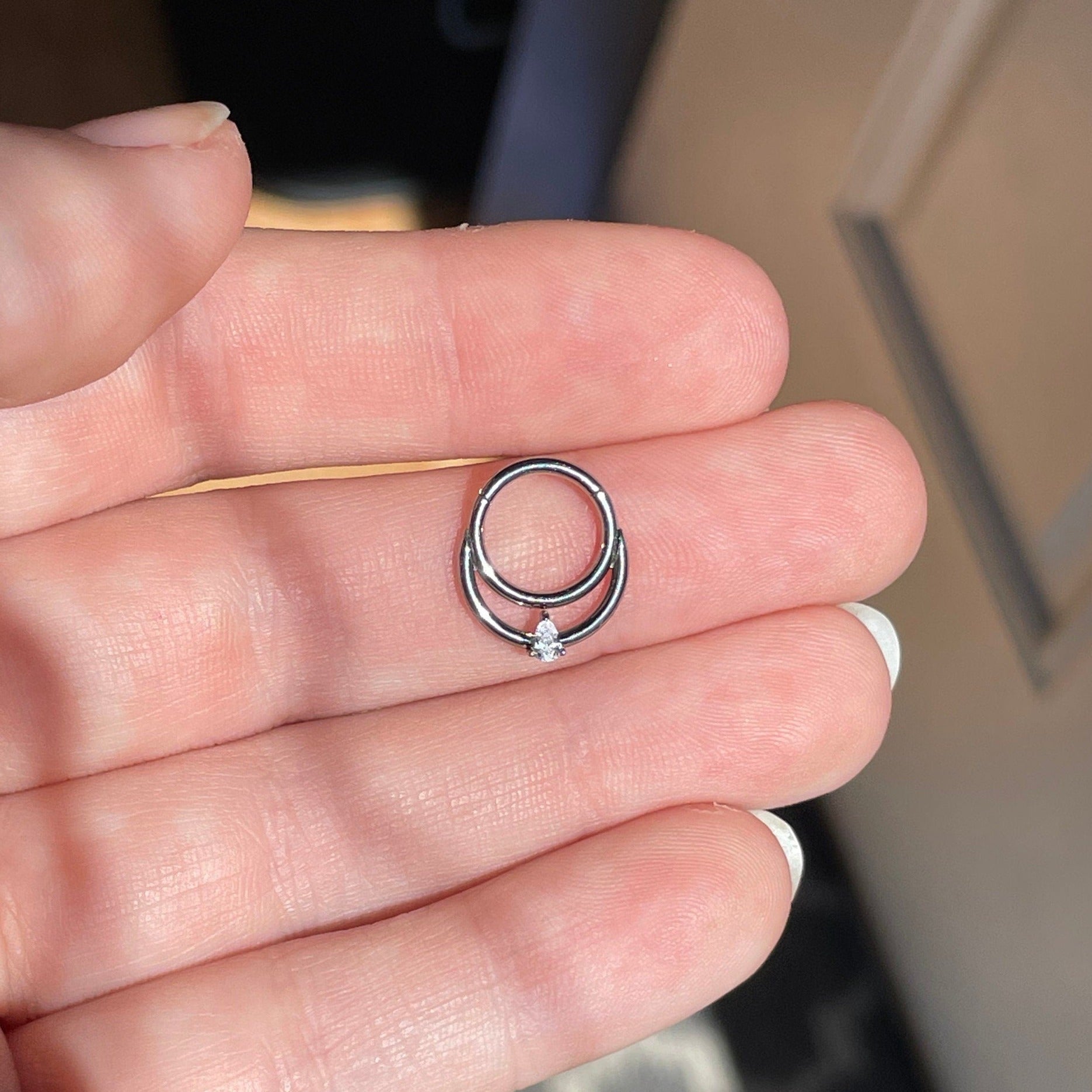 Crystalline Teardrop Daith Earring-Daith Earring-Elara Body Jewelry