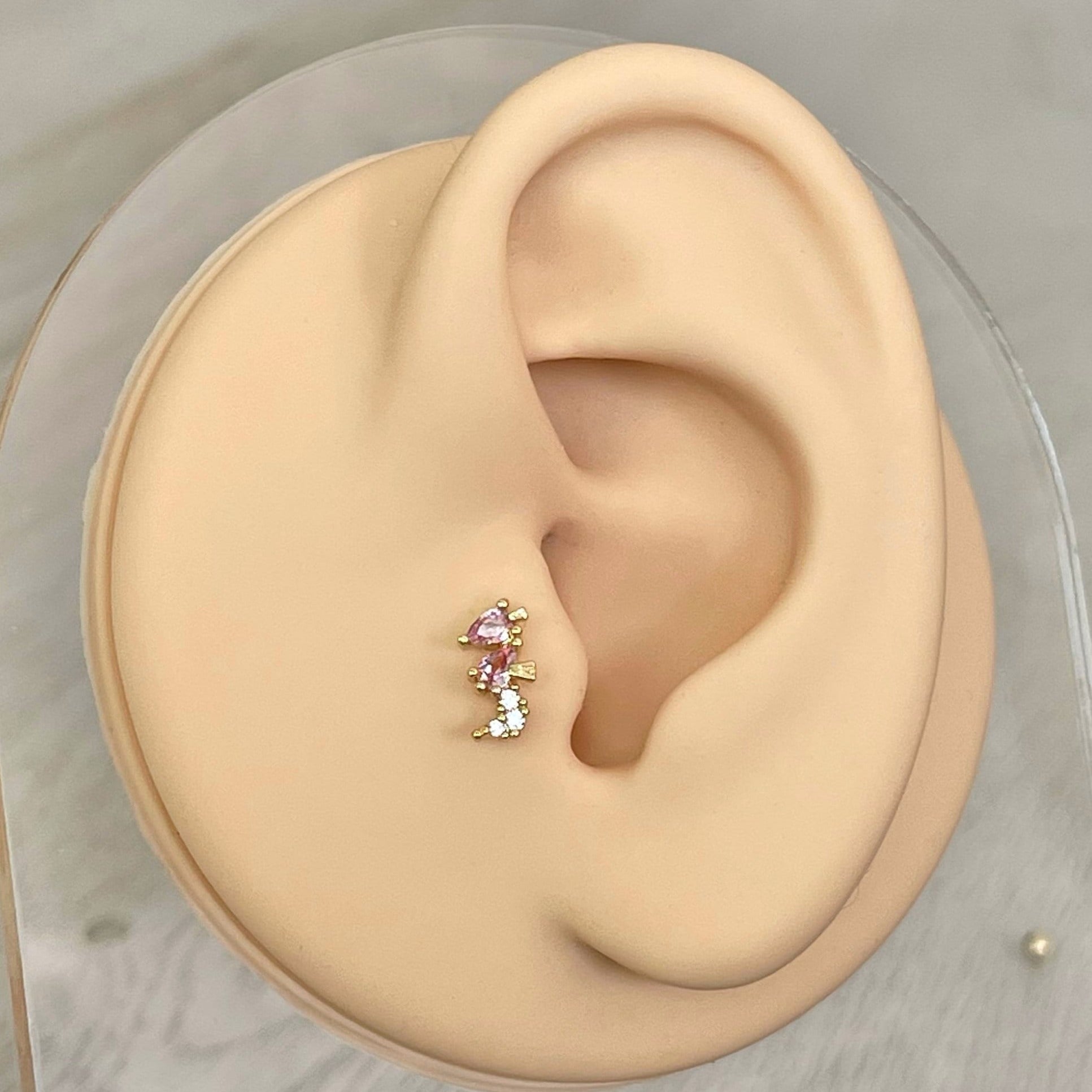 Cute Ocean Themed Stud Piercings-Cartilage Earring-Gold-Seahorse-Elara Body Jewelry