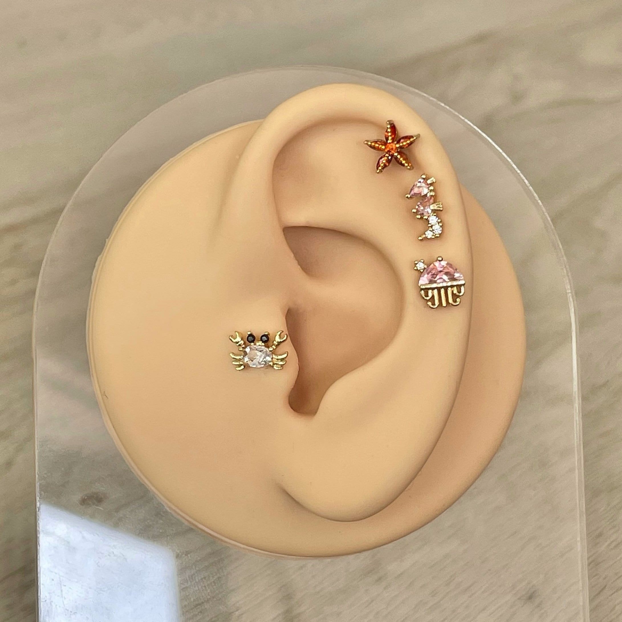 Cute Ocean Themed Stud Piercings-Cartilage Earring-Elara Body Jewelry