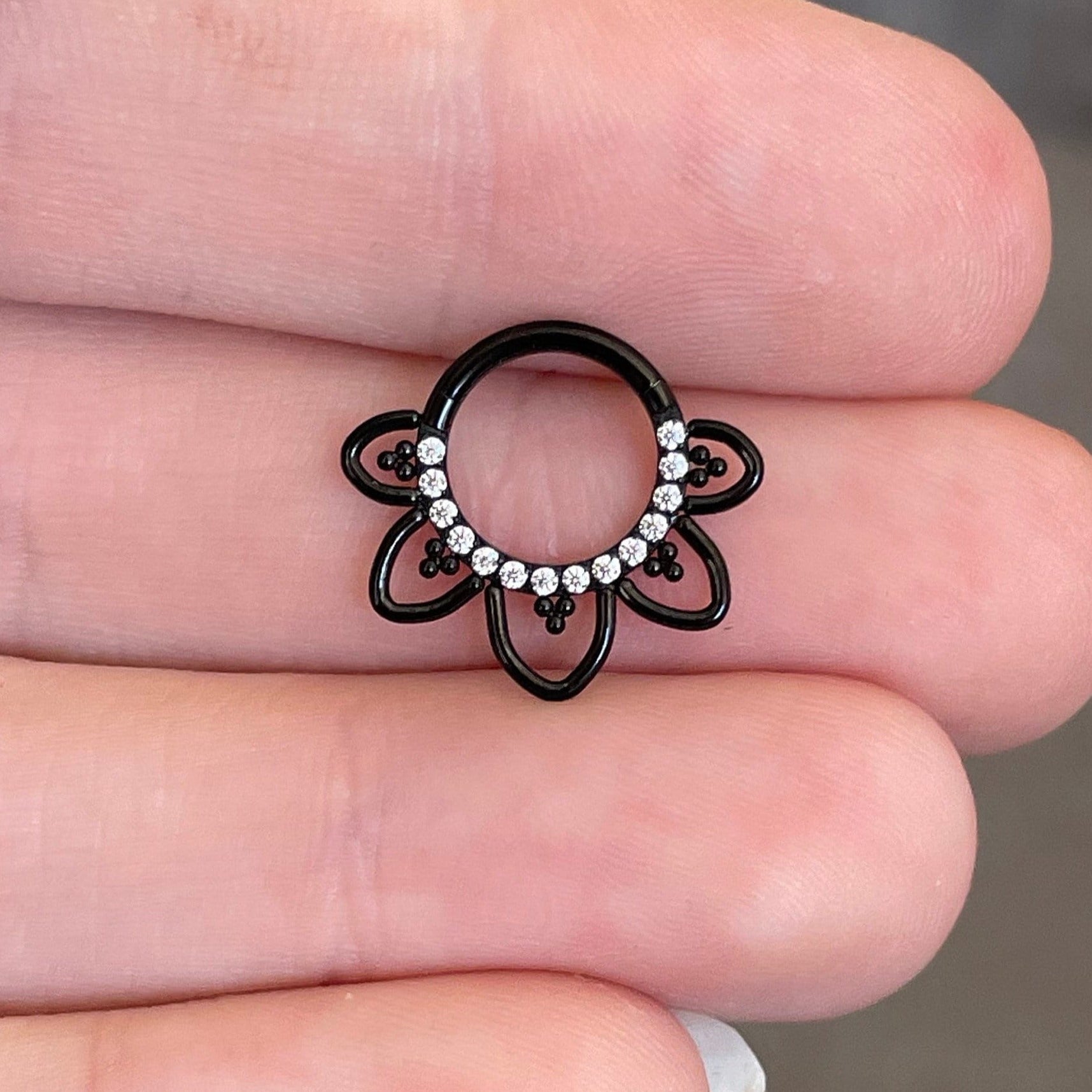 Dahlia Lune Daith Earring-Daith Earring-Black-8mm Diameter-Elara Body Jewelry