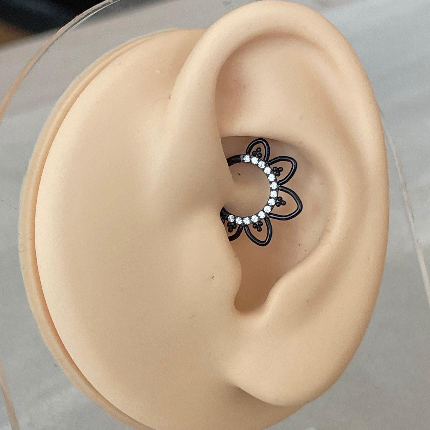 Dahlia Lune Daith Earring-Daith Earring-Black-8mm Diameter-Elara Body Jewelry