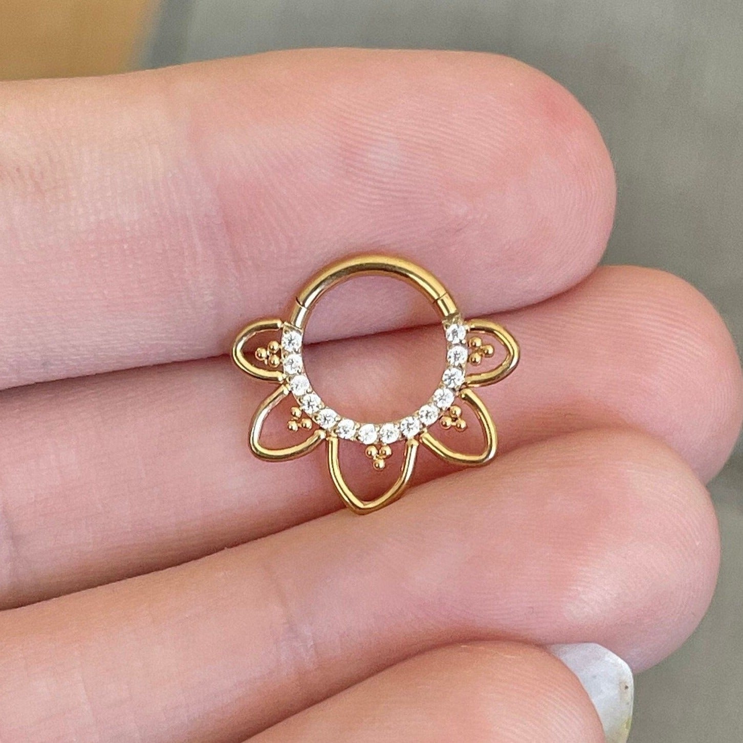 Dahlia Lune Daith Earring-Daith Earring-Elara Body Jewelry