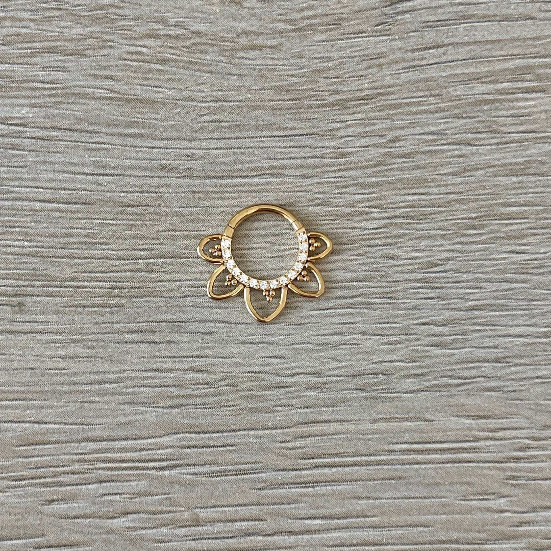 Dahlia Lune Daith Earring-Daith Earring-Elara Body Jewelry