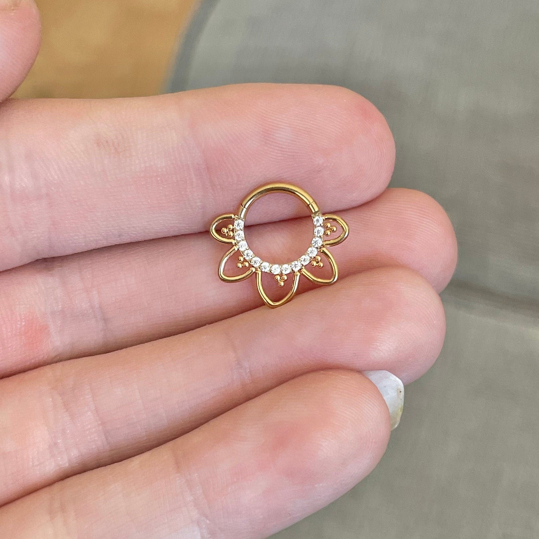 Dahlia Lune Daith Earring-Daith Earring-Elara Body Jewelry