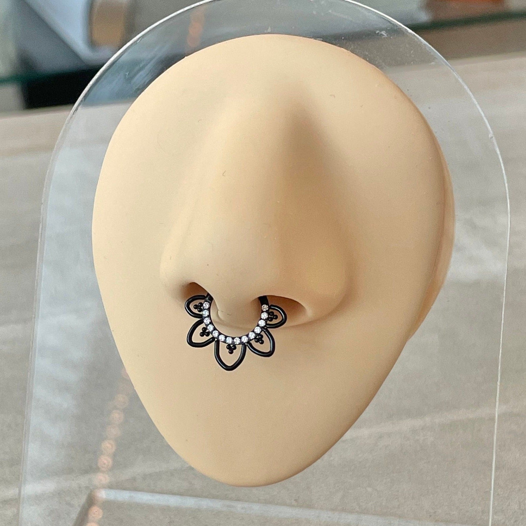 Dahlia Lune Septum Ring-Septum Ring-Elara Body Jewelry