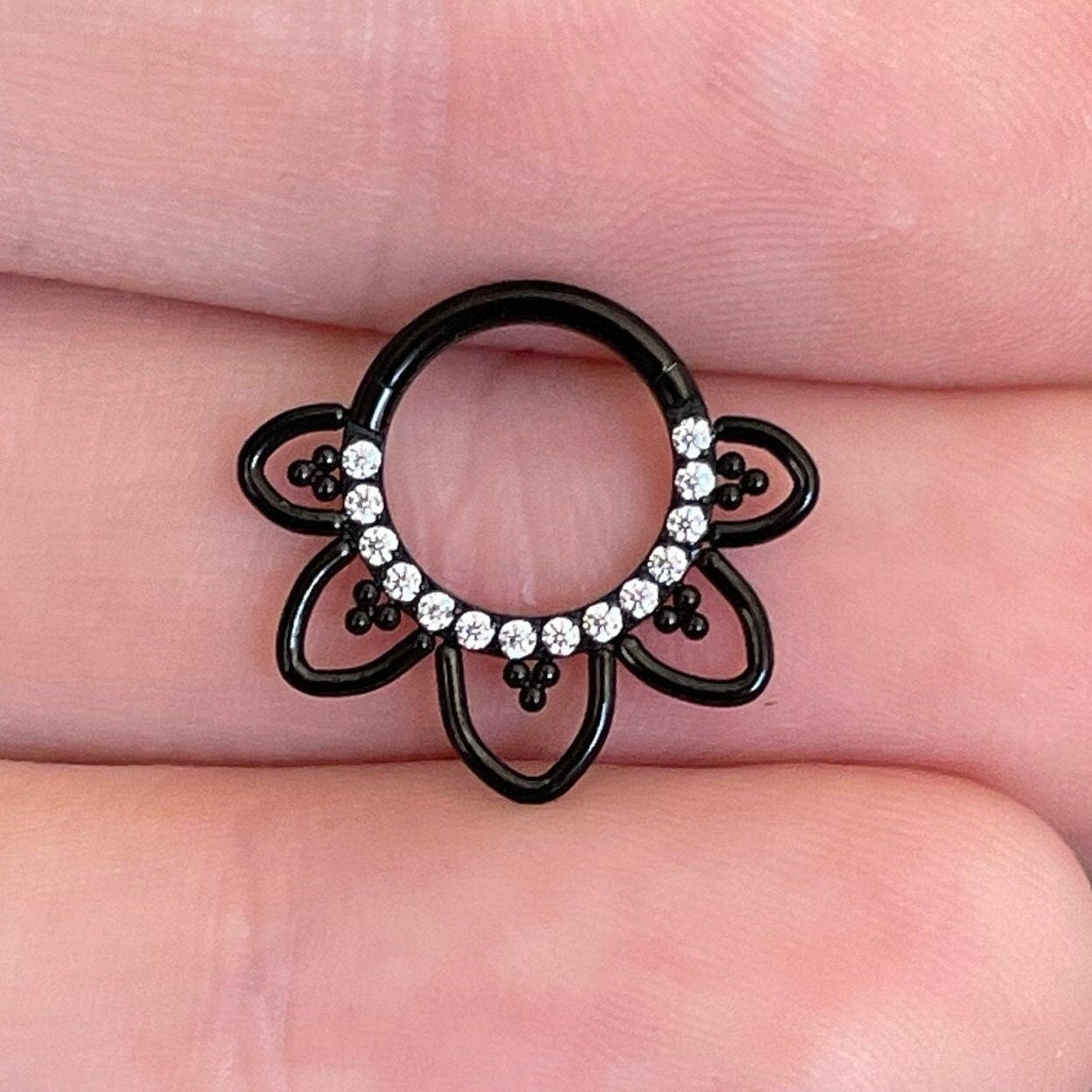 Dahlia Lune Septum Ring-Septum Ring-Black-8mm Diameter-Elara Body Jewelry