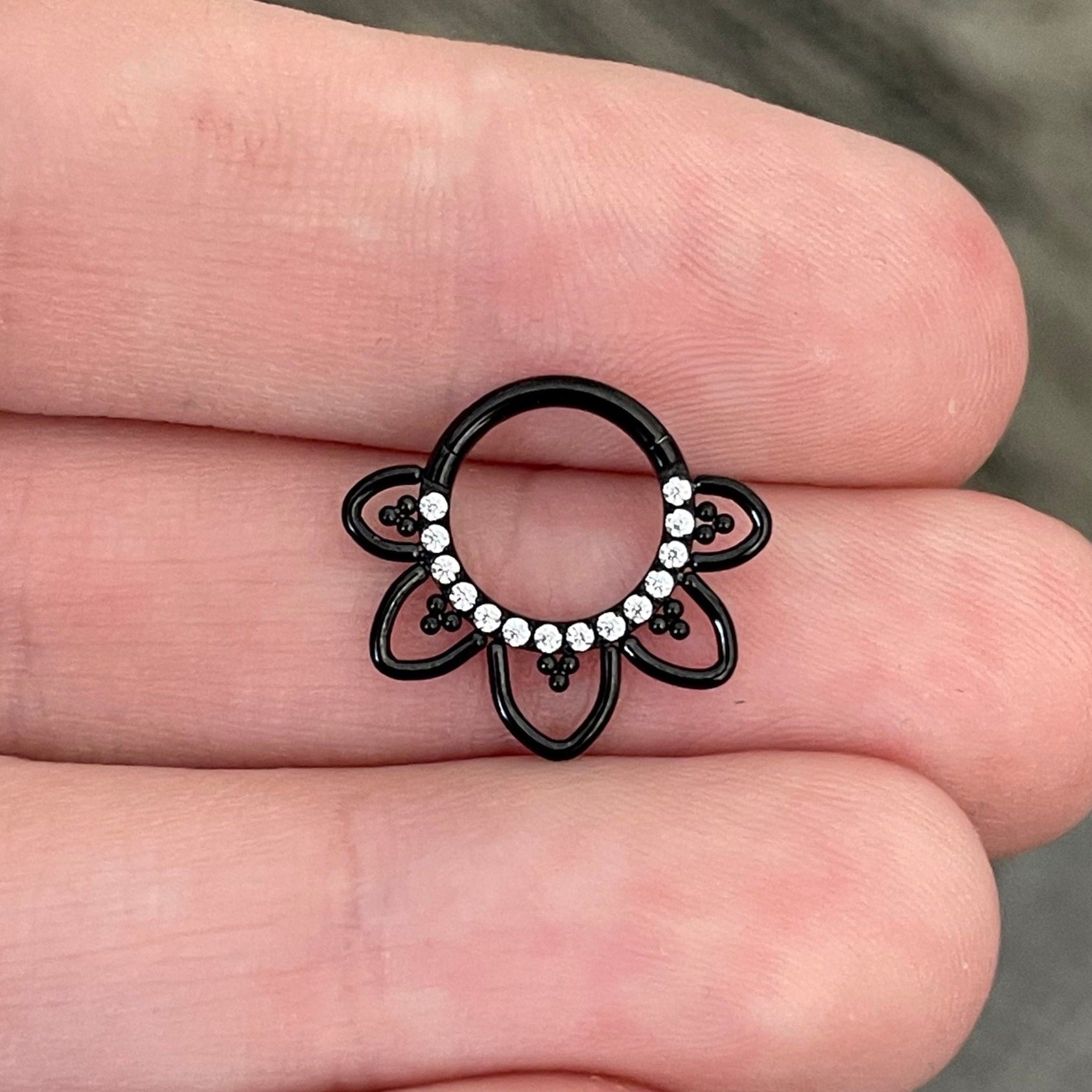 Dahlia Lune Septum Ring-Septum Ring-Elara Body Jewelry