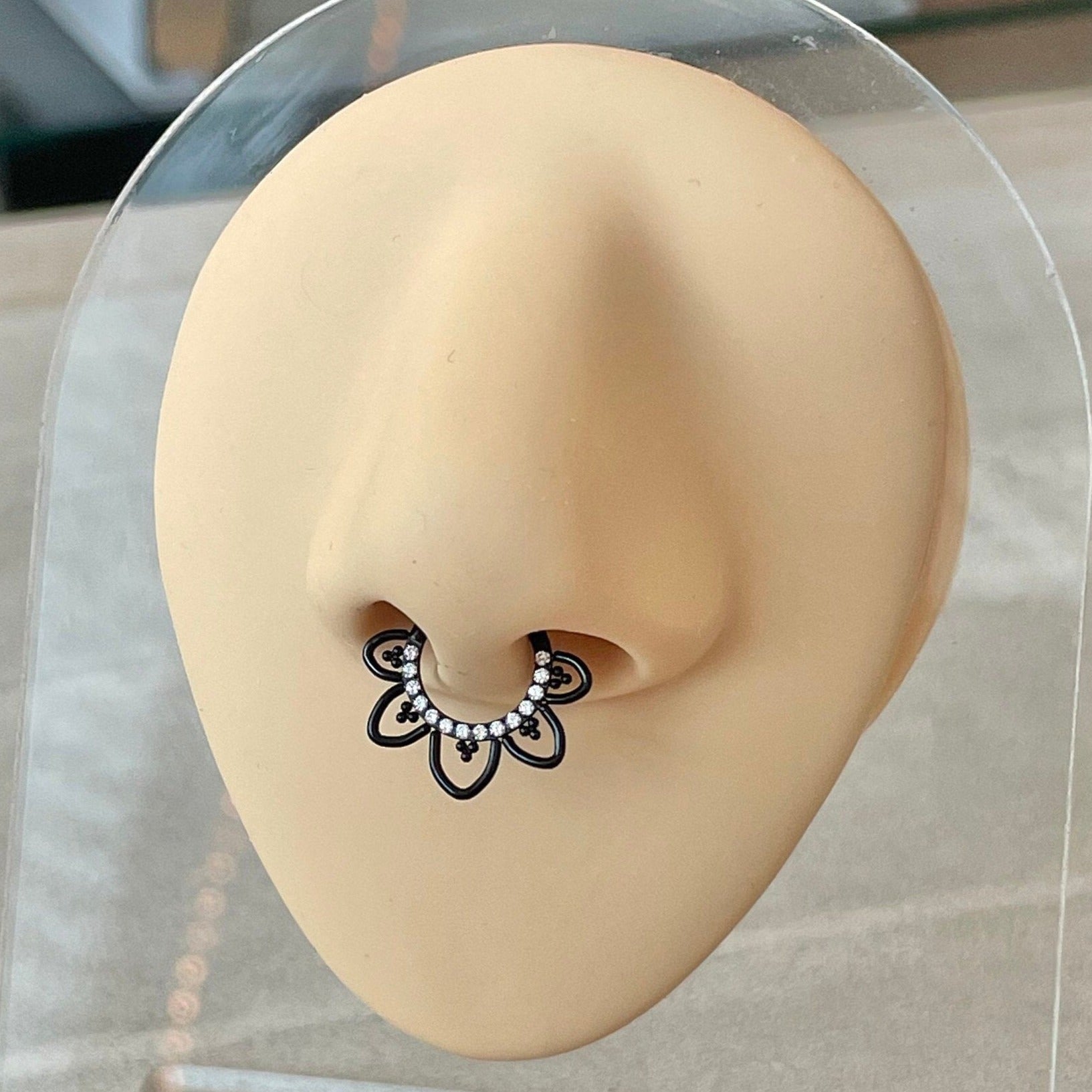 Dahlia Lune Septum Ring-Septum Ring-Elara Body Jewelry