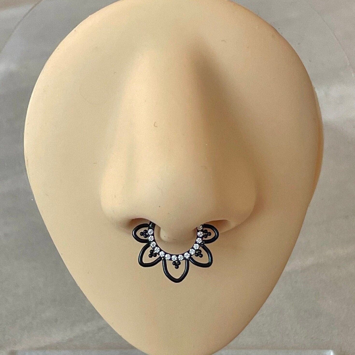 Dahlia Lune Septum Ring-Septum Ring-Black-8mm Diameter-Elara Body Jewelry