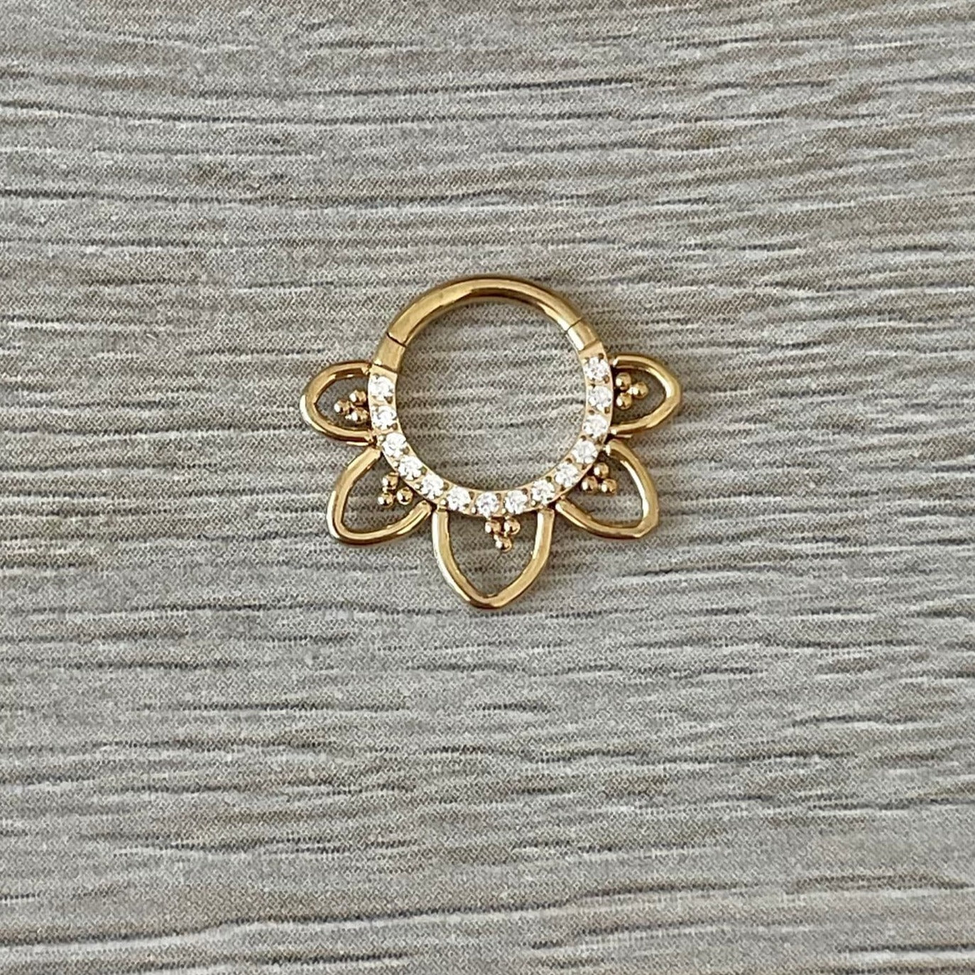 Dahlia Lune Septum Ring-Septum Ring-Gold-8mm Diameter-Elara Body Jewelry