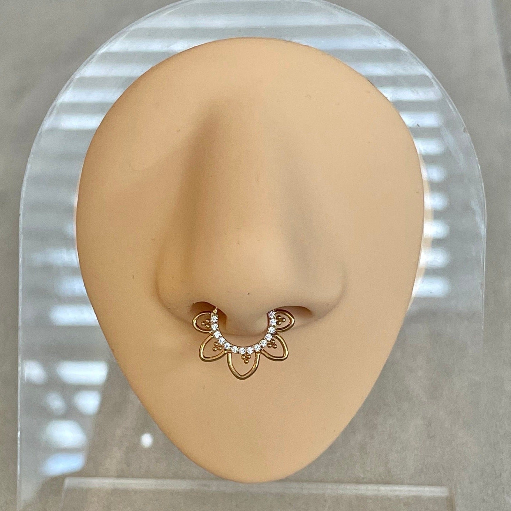 Dahlia Lune Septum Ring-Septum Ring-Elara Body Jewelry