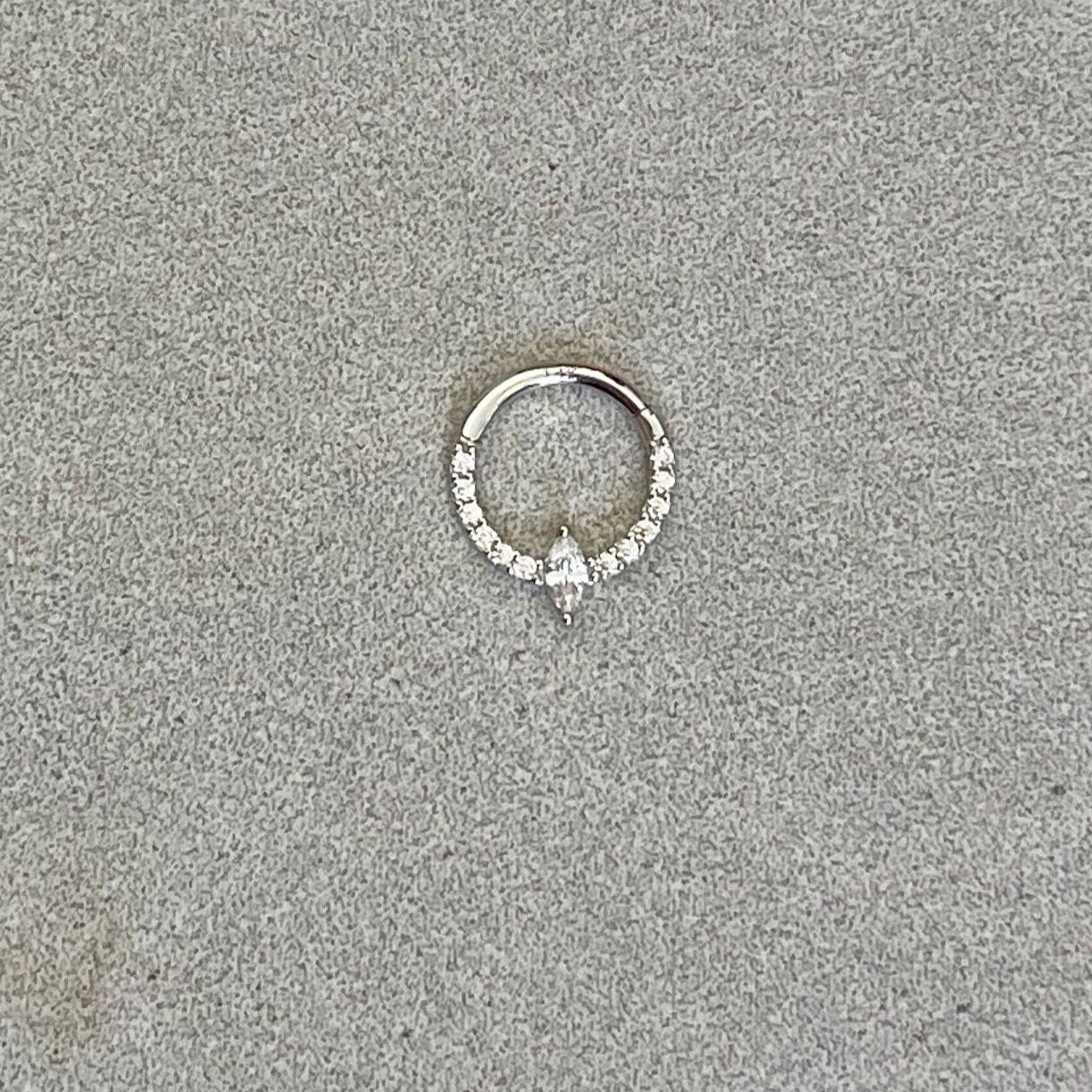 Eclat Marquise Solid Gold Daith Earring-Daith Earring-8mm Diameter-White Gold-Elara Body Jewelry