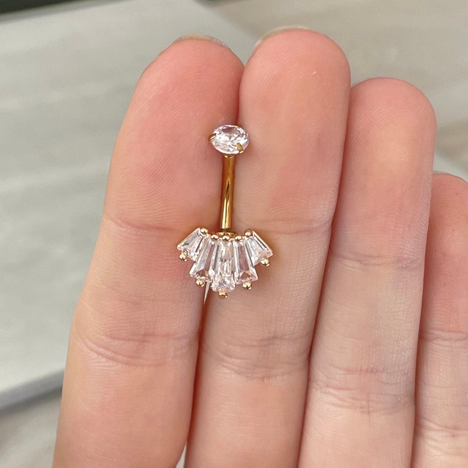 Eclat Royale Belly Button Ring-Belly Button Rings-Elara Body Jewelry