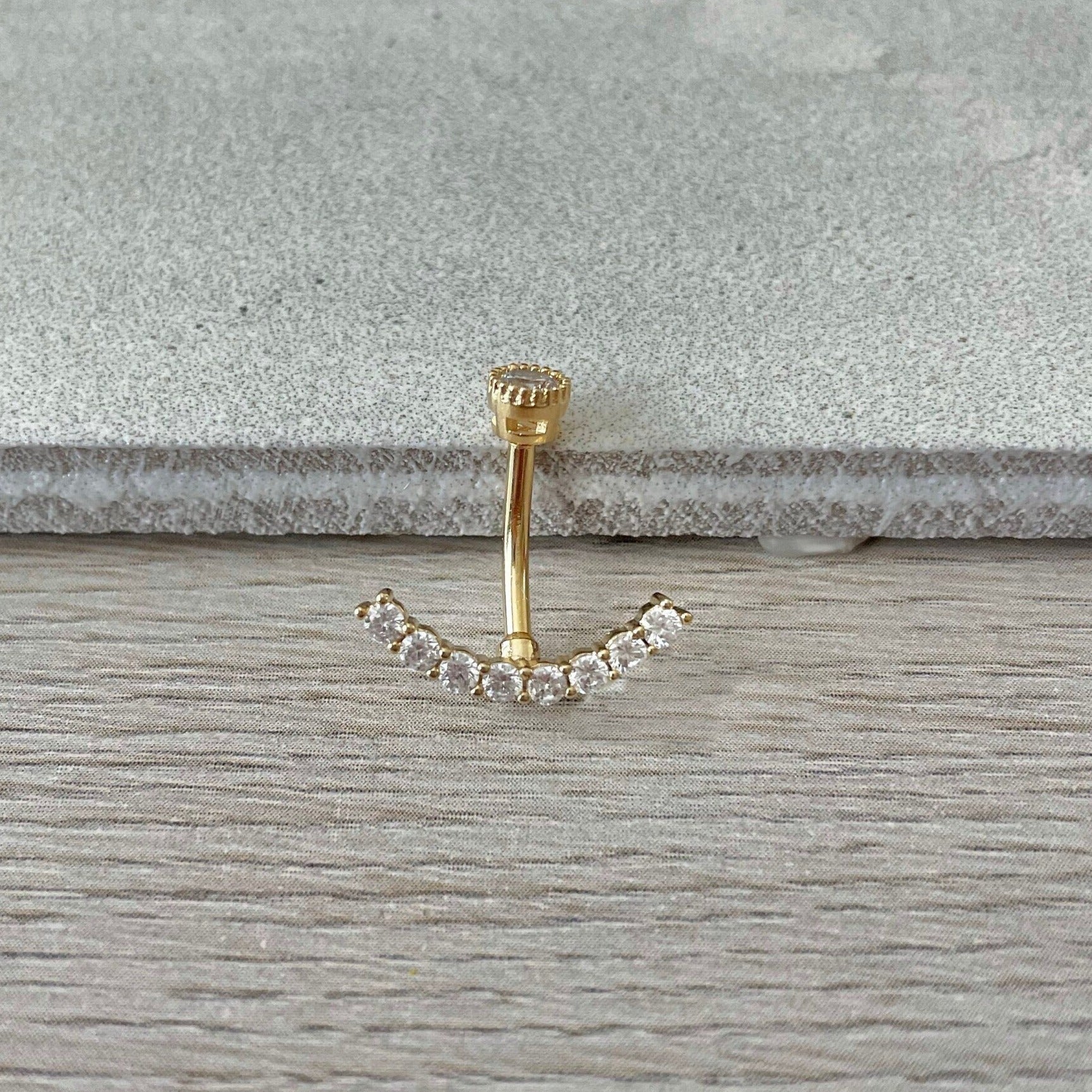 Ecliptic Crescent Belly Button Ring-Belly Button Rings-Elara Body Jewelry