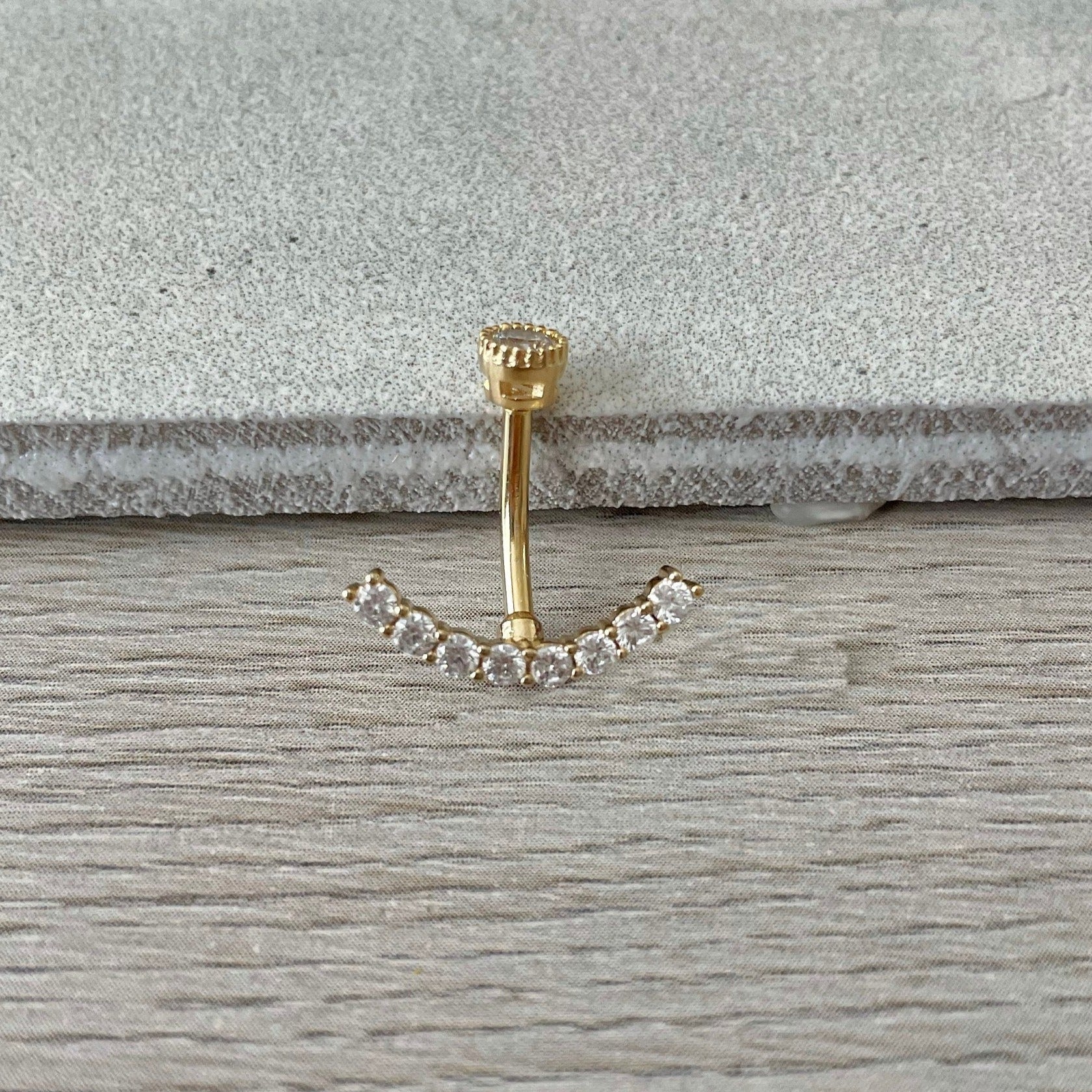 Ecliptic Crescent Belly Button Ring-Belly Button Rings-Gold-Elara Body Jewelry